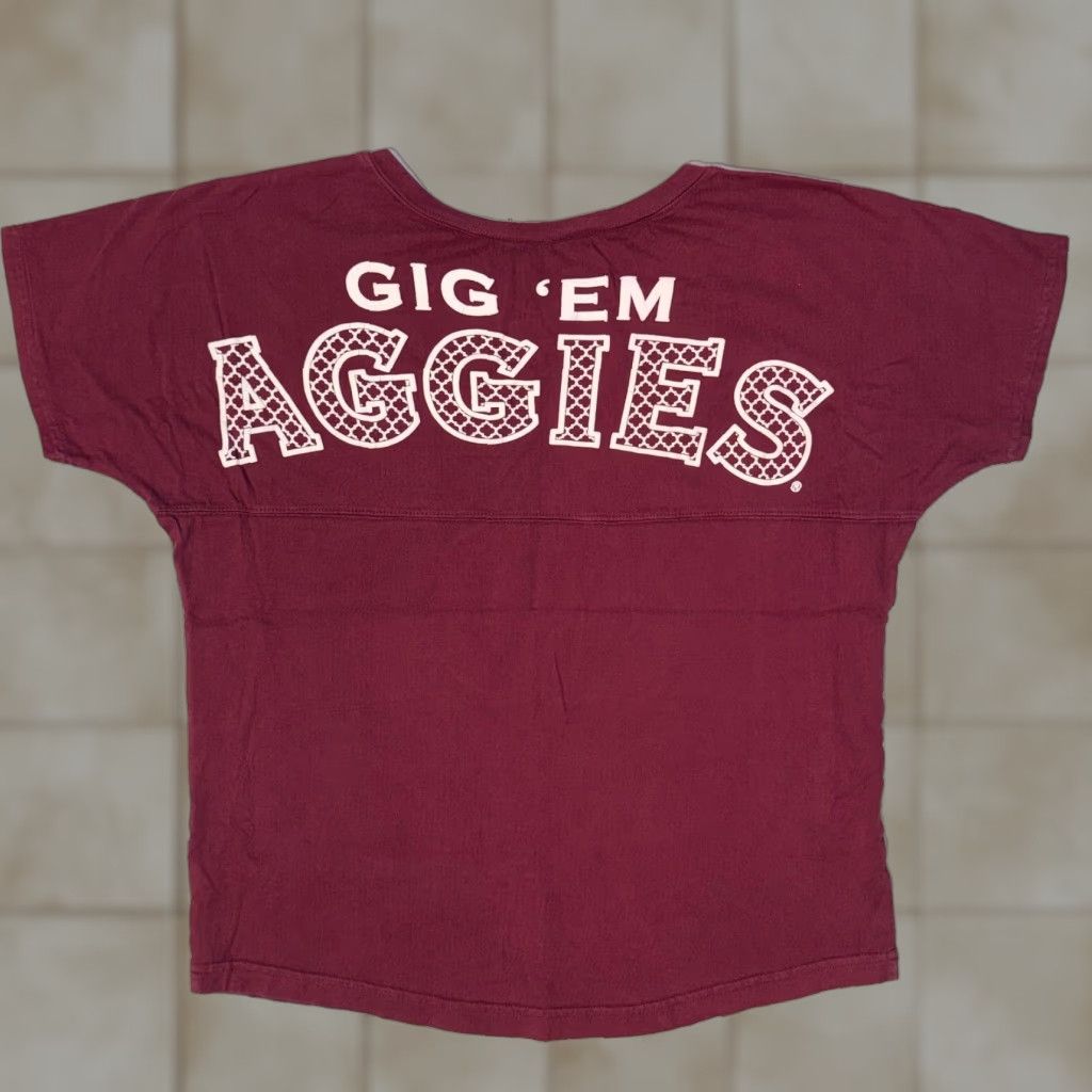Vintage Texas A&M College Football Tee Tshirt Short Sleeve Venley Maroon Red Crew Neck Women M Logo Casual Shirt All Seasons) Size M / US 6-8 / IT 42-44 - 1 Thumbnail