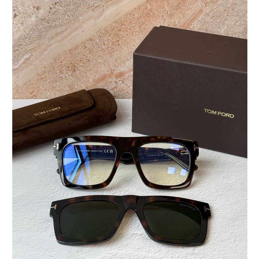 Tom Ford NEW Tom Ford FT6068-B Fausto Clip On Bluelight Frames Brown Size ONE SIZE - 1 Thumbnail