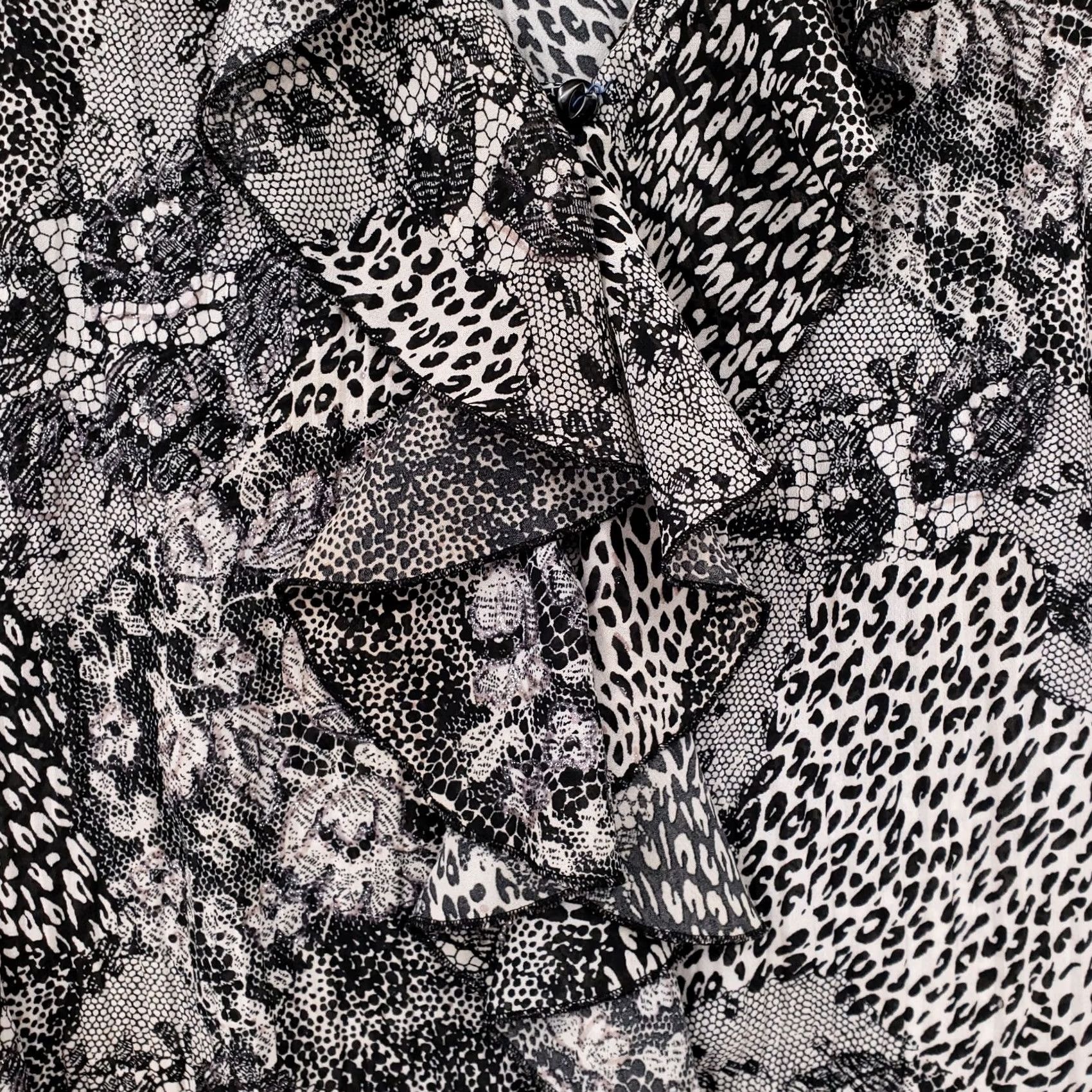 Vintage Cato Blouse Womens Plus Black Ruffle Animal Print 3/4 Sleeve Boho Size 3XL / US 20-22 - 7 Thumbnail