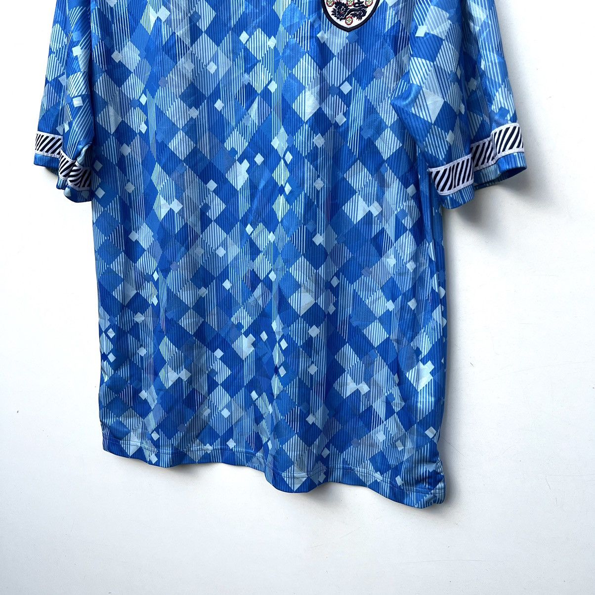 Vintage ENGLAND 1990 SCORE DRAW BLUE THIRD JERSEY Size US L / EU 52-54 / 3 - 3 Thumbnail