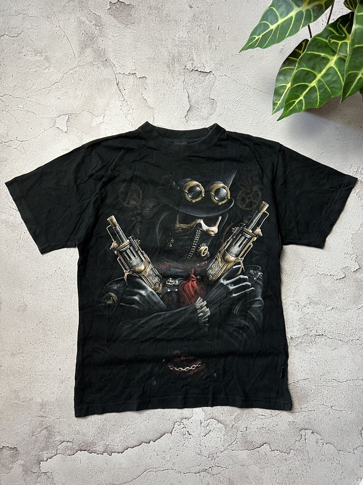 Vintage Spiral Double-Sided Graphic T-Shirt – Size L – Black Size US L / EU 52-54 / 3 - 1 Thumbnail