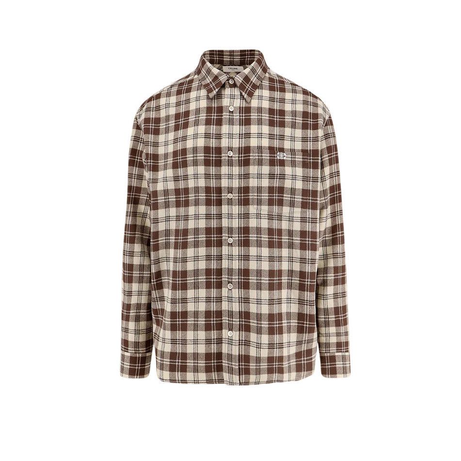Celine CELINE $1400 BEIGE/MARRON CLAIR Wool Shirt New & Authentic ( Size US XXS / EU 40 - 1 Thumbnail
