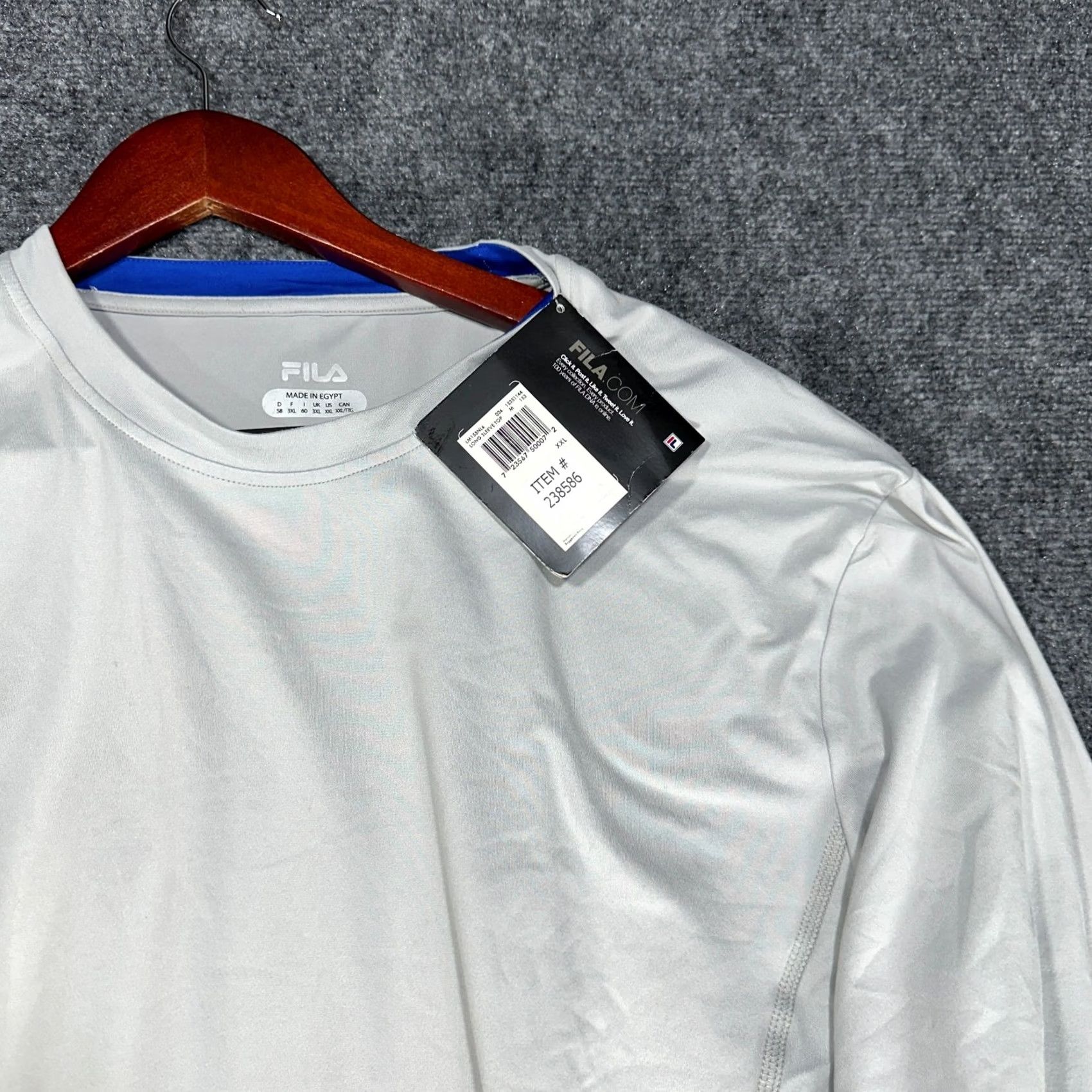 Fila FILA Performance Wicking Top Mens T Shirt XXL NEW W Tag Gray Blue Long Sleeve Size US XXL / EU 58 / 5 - 7 Thumbnail