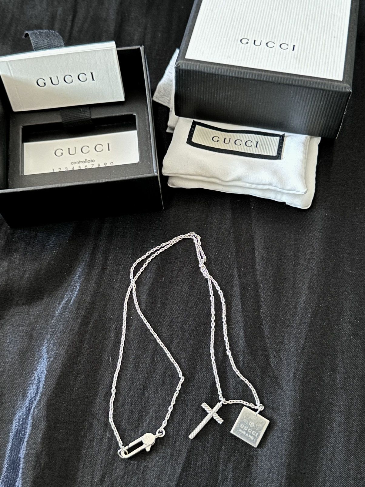 Gucci Gucci Necklace with Cross and Square Pendant Size ONE SIZE - 1 Thumbnail
