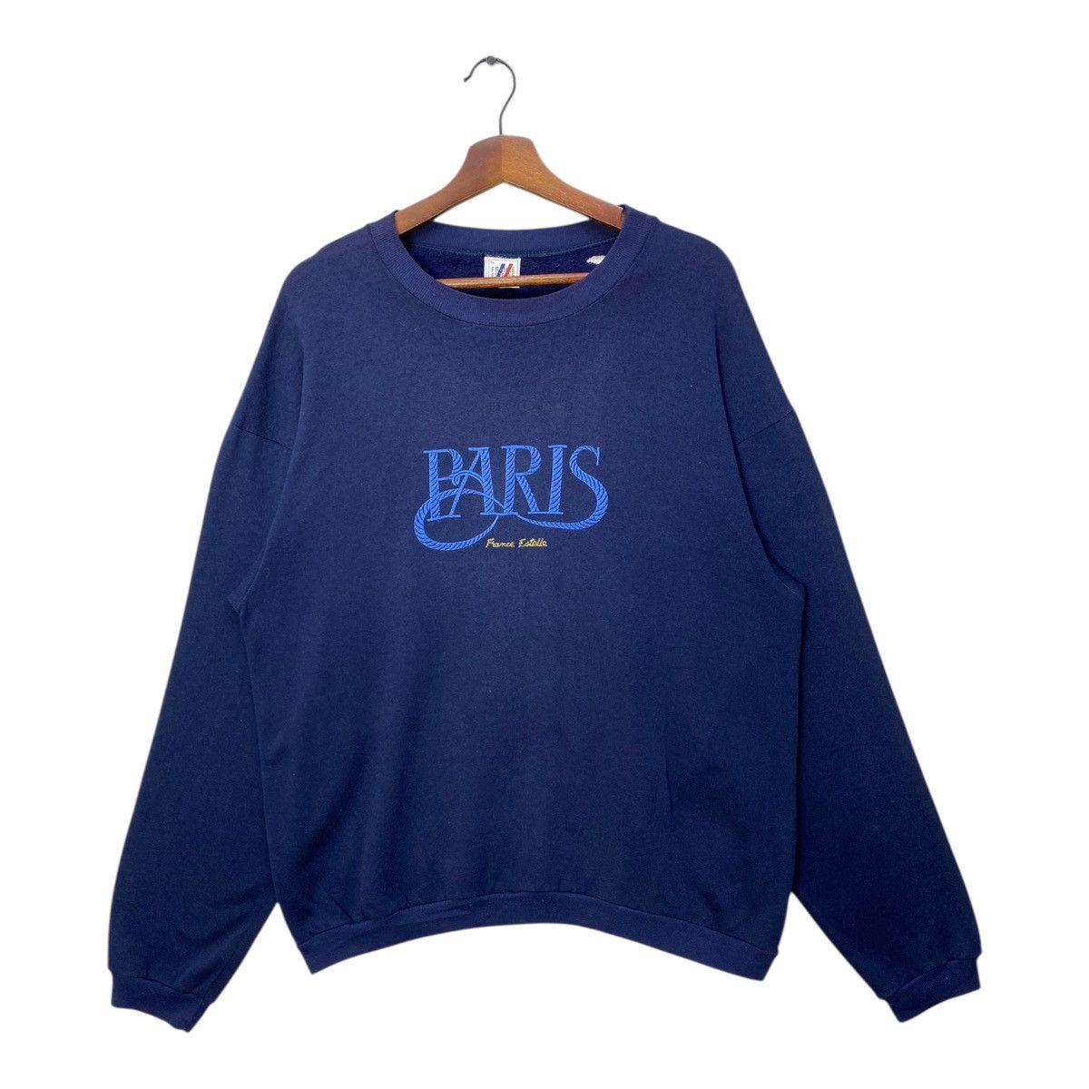 Vintage Vintage Paris Sweatshirt Big Spellout Embroidery Crewneck Size US XL / EU 56 / 4 - 1 Thumbnail