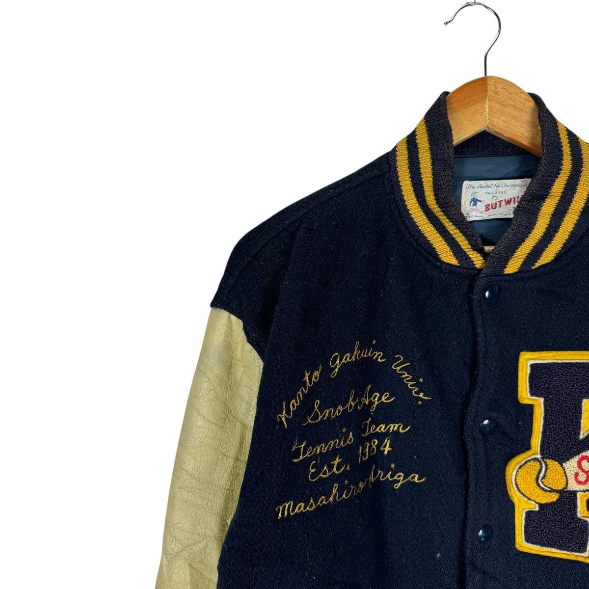 Vintage 🌟80s BUTWIN TENNIS CLUB LEATHER VARSITY JACKET Size US M / EU 48-50 / 2 - 8 Thumbnail