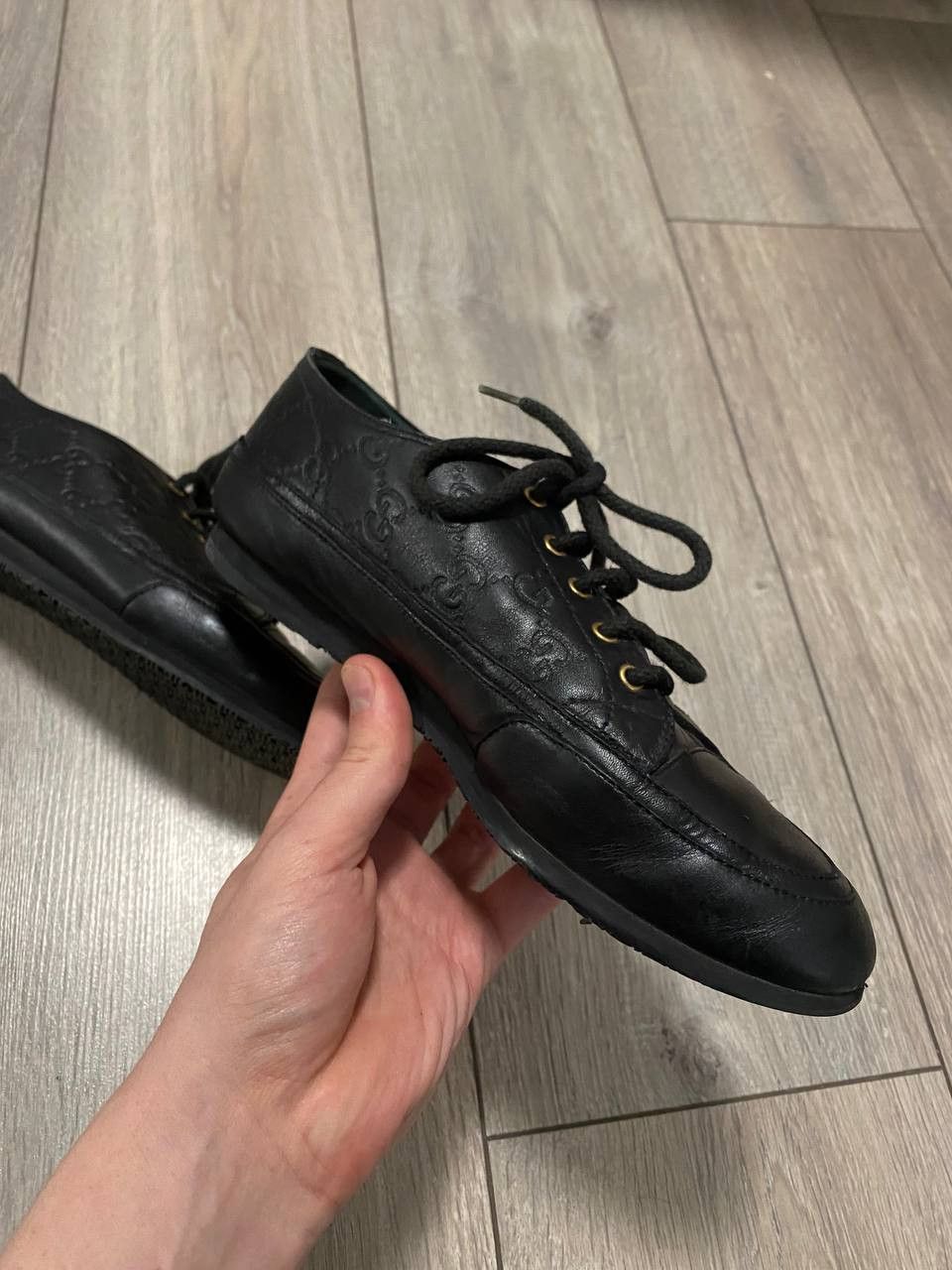 Gucci Vintage Sneakers Gucci Monogram GG Black Leather Size US 5 / IT 35 - 3 Thumbnail