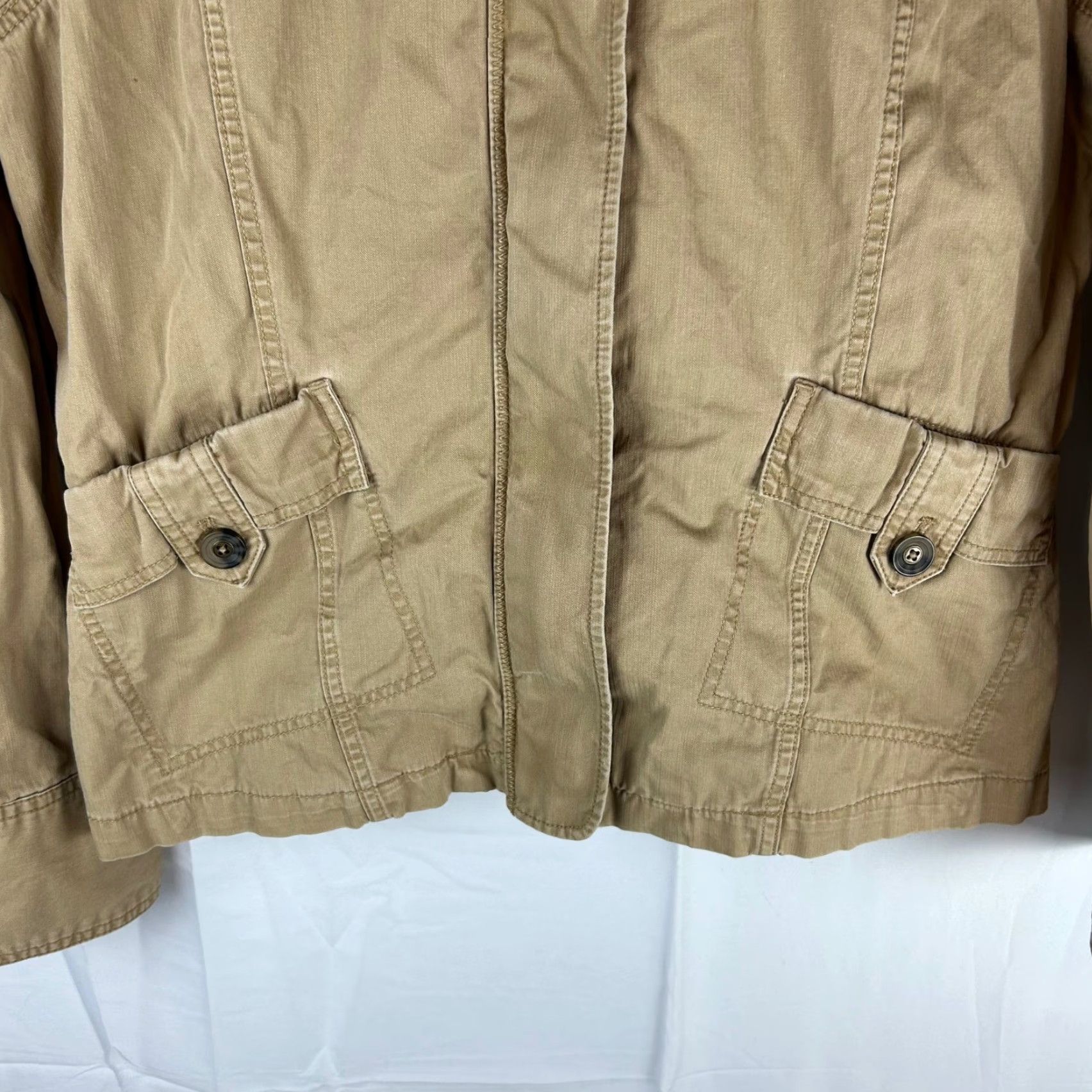 Eddie Bauer Eddie Bauer Womens Large Tan Utility Jacket Full Zip Cotton Field Casual Outdoor Size L / US 10 / IT 46 - 4 Thumbnail