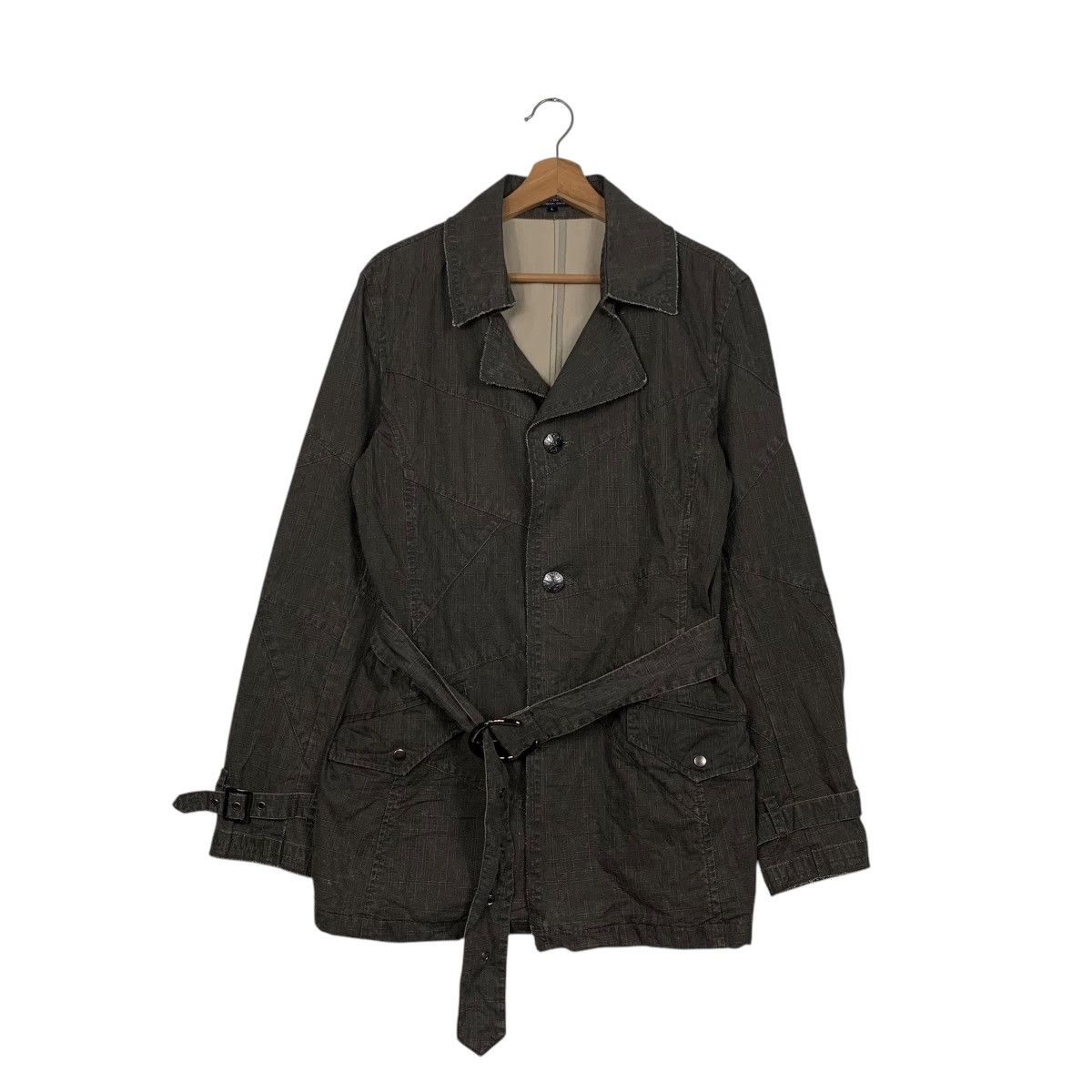 In The Attic IN THE ATTIC Cotton Crosshatch Belted Coat Jacket #2784-C126 Size L / US 10 / IT 46 - 1 Thumbnail