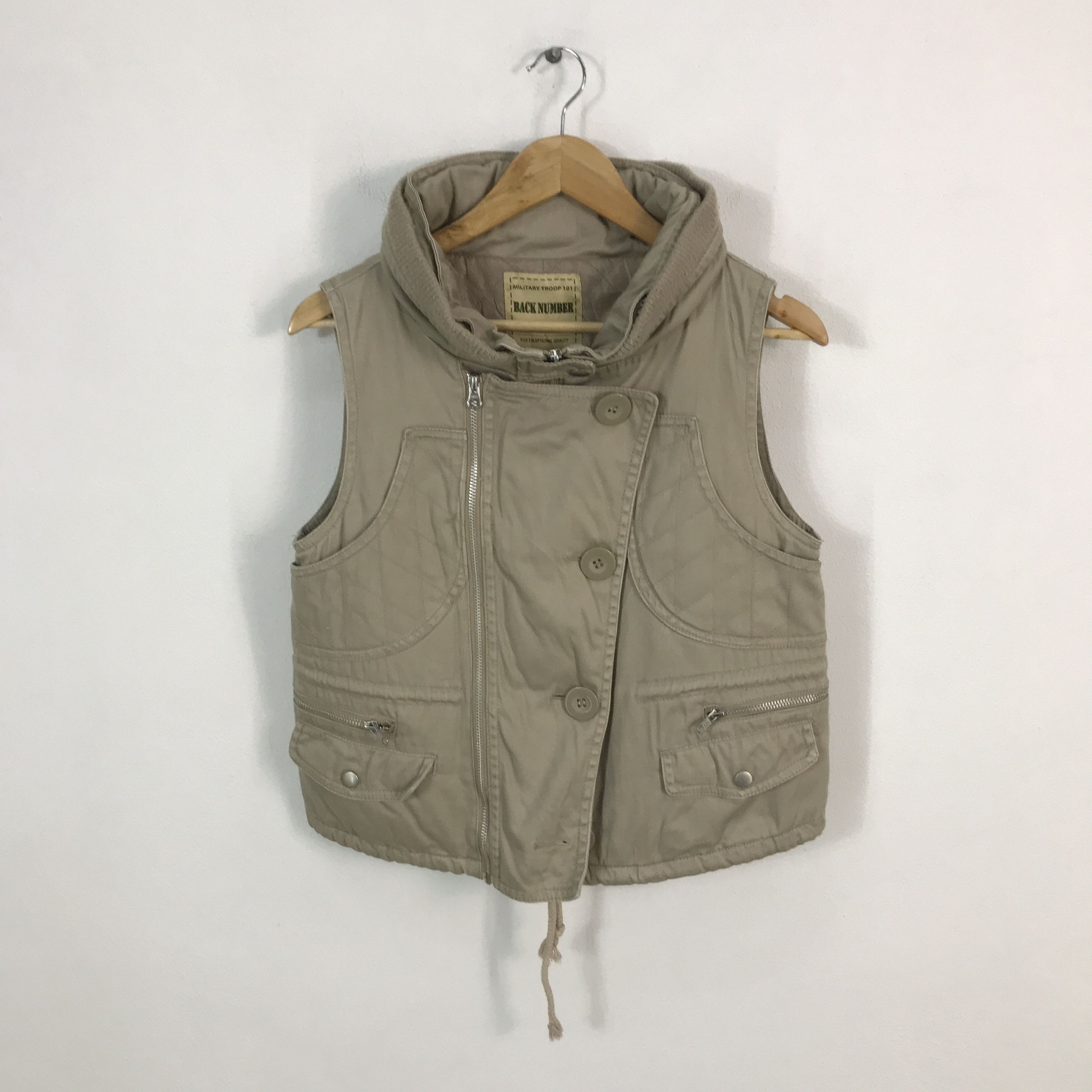 Japanese Brand back number Punk khaki zipper button vests jacket Size US M / EU 48-50 / 2 - 1 Thumbnail