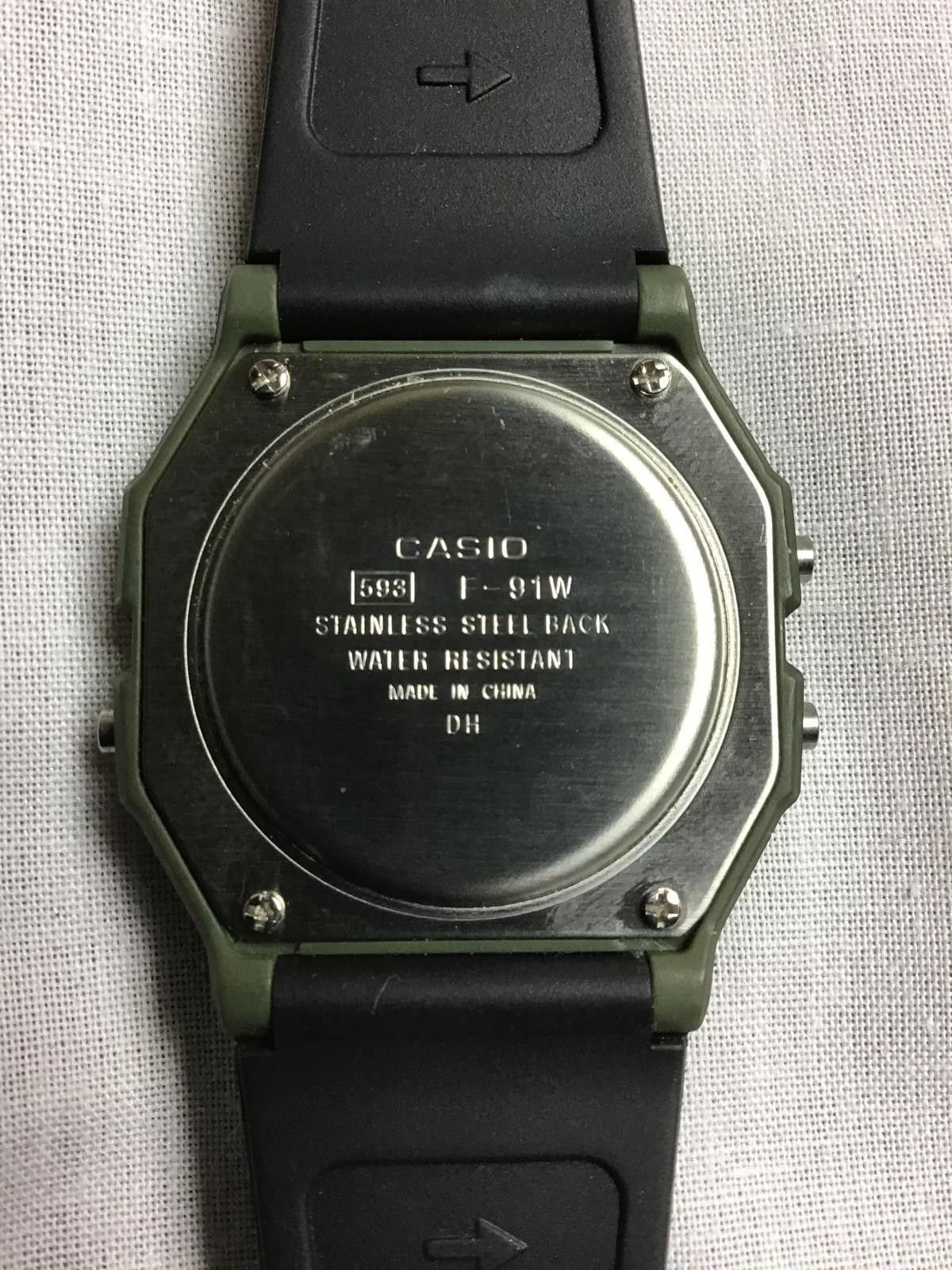 Casio Casio F-91W Digital Watch with Green Face and Black Strap Size ONE SIZE - 5 Thumbnail