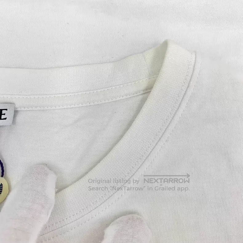 Loewe Loewe White logo embroidered cotton round neck short sleev Size US M / EU 48-50 / 2 - 9 Thumbnail