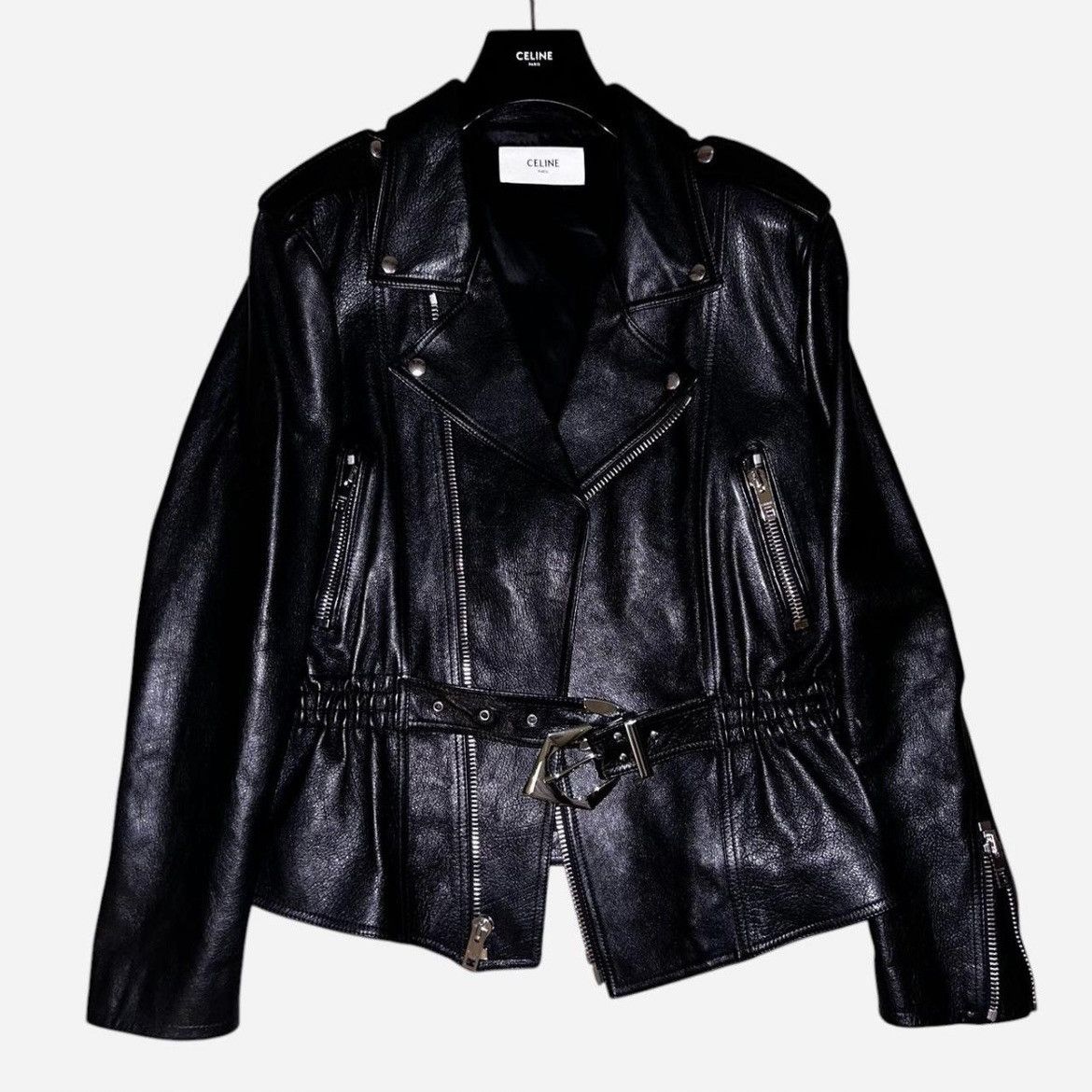 Celine BOY DOLL HORSE PRINT LONG MOTO BISON LEATHER BIKER JACKET Size US M / EU 48-50 / 2 - 2 Thumbnail
