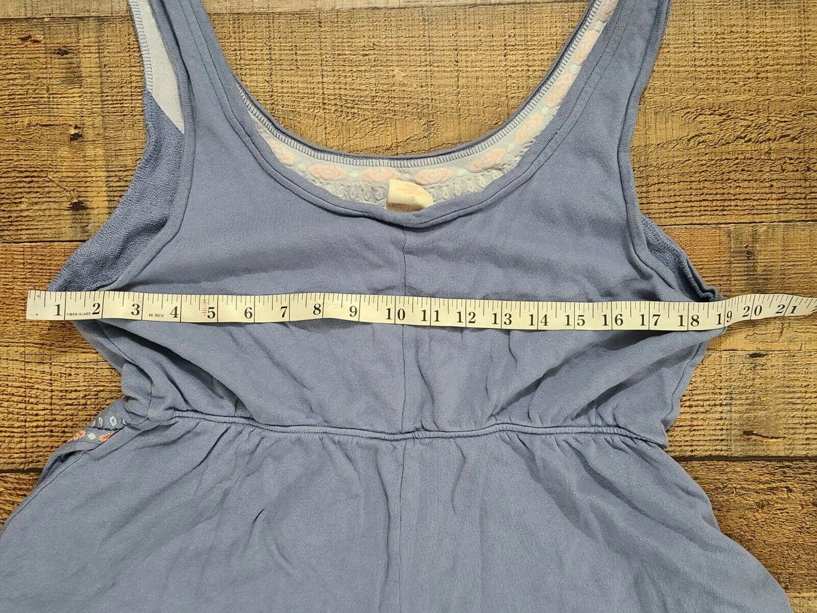 Designer Jasmine And Ginger Romper Large Blue Embroidered V Neck Boho Size 36" / US 14 / IT 50 - 3 Thumbnail