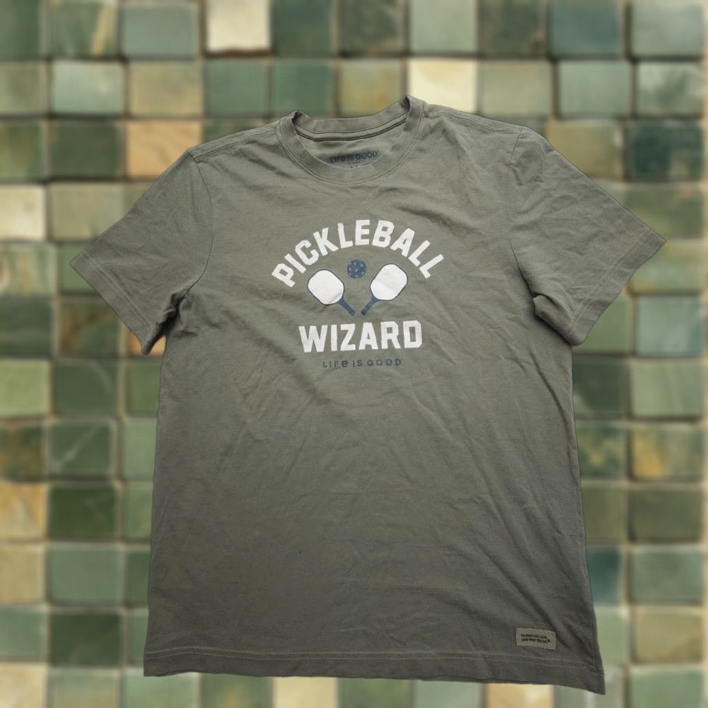 Life is Good Life is Good T Shirt Mens Medium Green Crusher Graphic Tee Pickleball Wizard Size US M / EU 48-50 / 2 - 1 Thumbnail