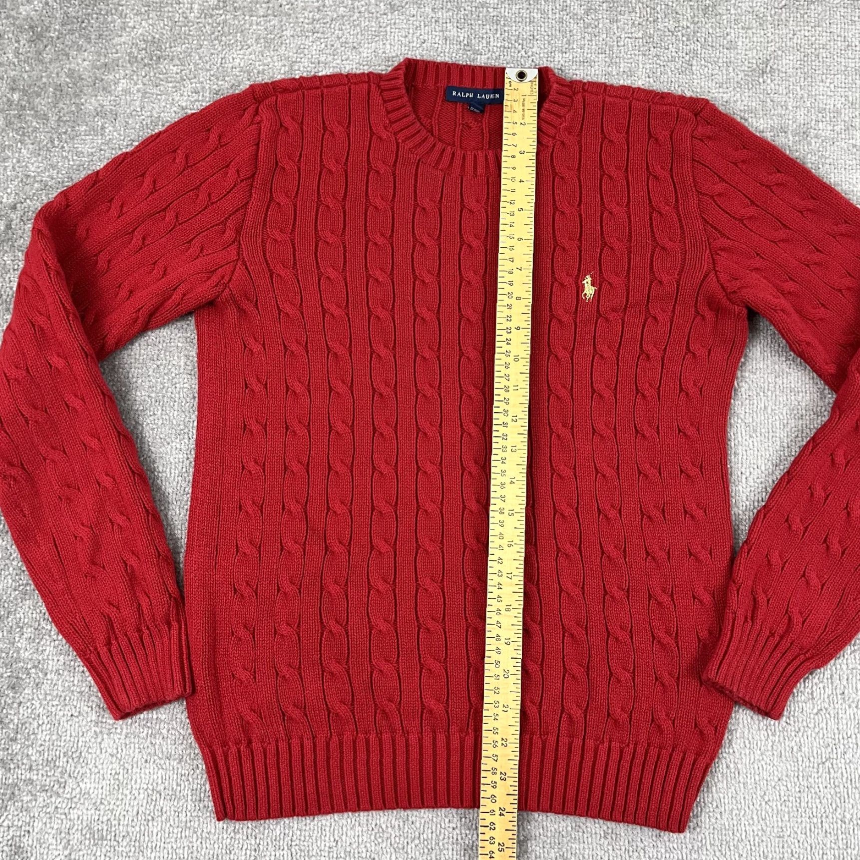 Ralph Lauren Vintage Ralph Lauren Sweater Women Large Crew Neck Cable Knit Red Preppy Pullover Size L / US 10 / IT 46 - 4 Thumbnail