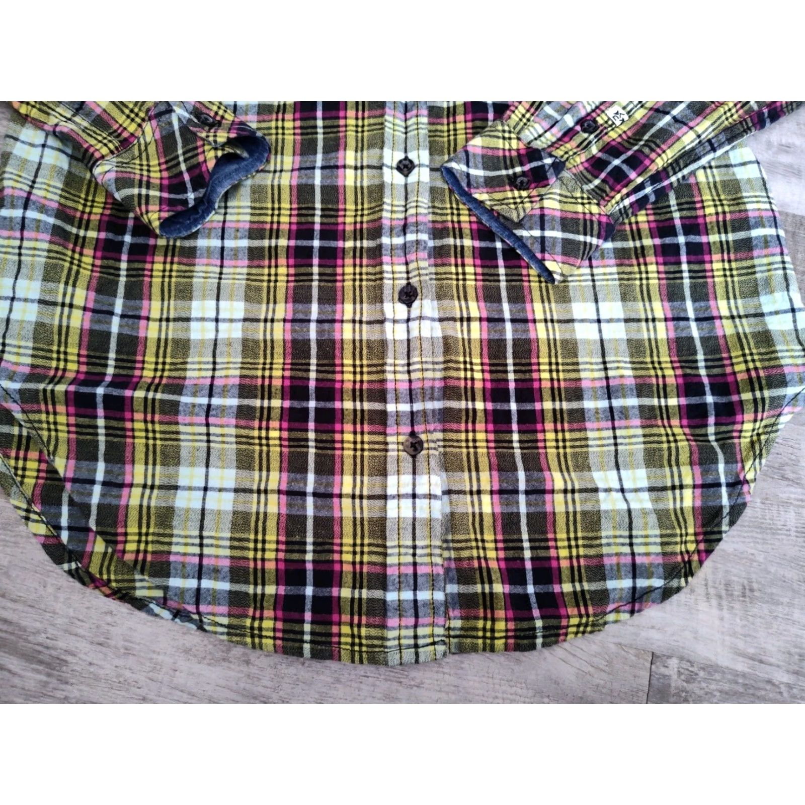 KAVU KAVU Women's Button-Up Flannel Shirt Long Sleeve Casual Travel Plaid Elbow Pads Flip Cuff Cotton M Multicolor Size M / US 6-8 / IT 42-44 - 3 Thumbnail