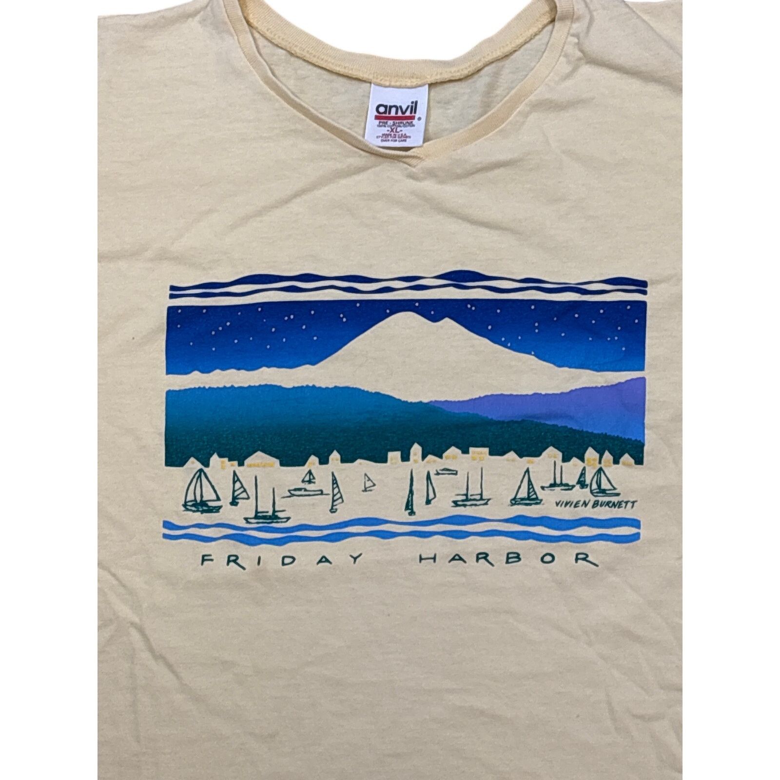 Anvil Vintage 90s Friday harbor graphic Tee Washington XL shirt Size US XL / EU 56 / 4 - 2 Thumbnail