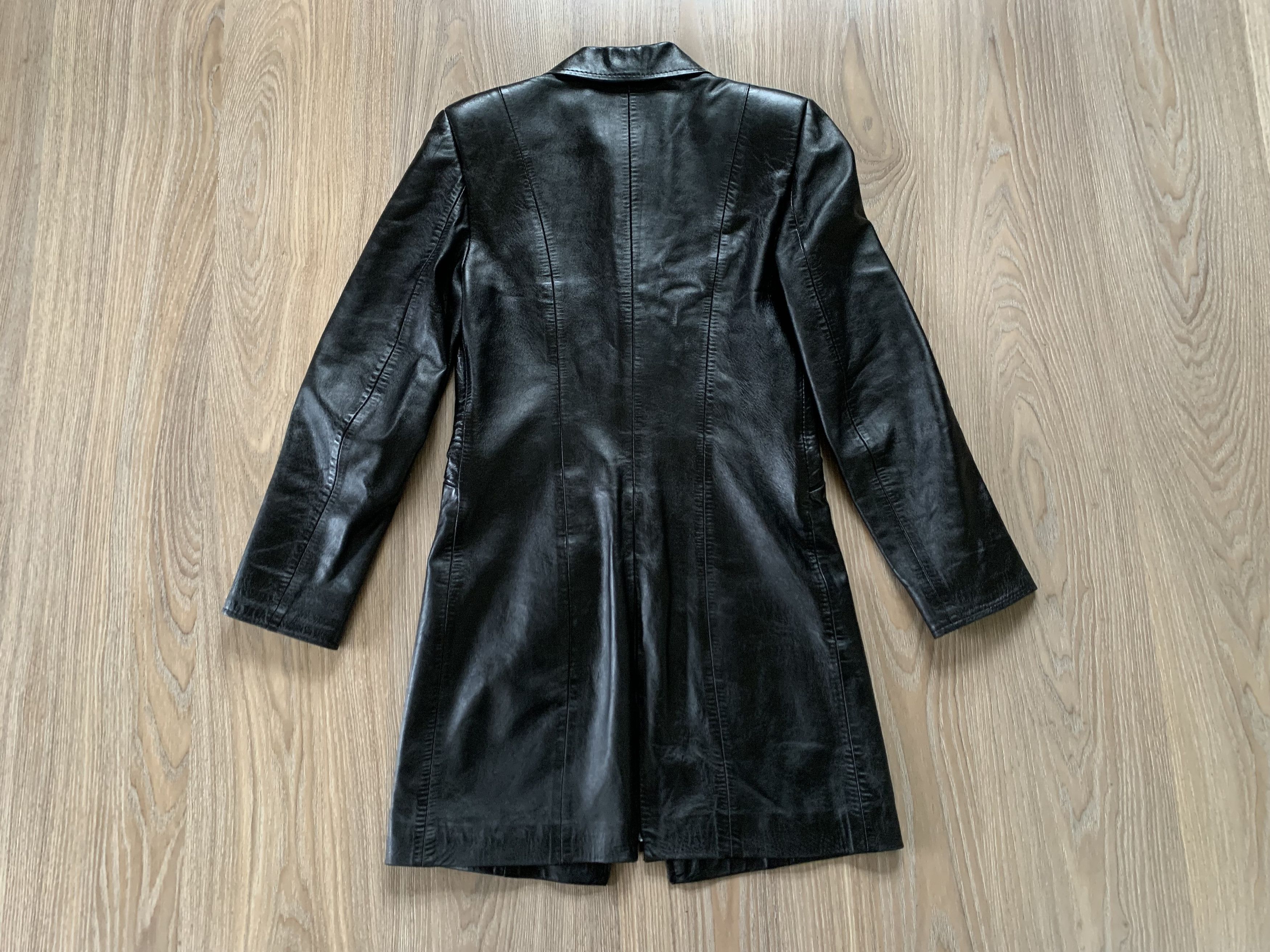 Designer Friitala Women Black Long Leather Jacket Trench Size M / US 6-8 / IT 42-44 - 3 Thumbnail