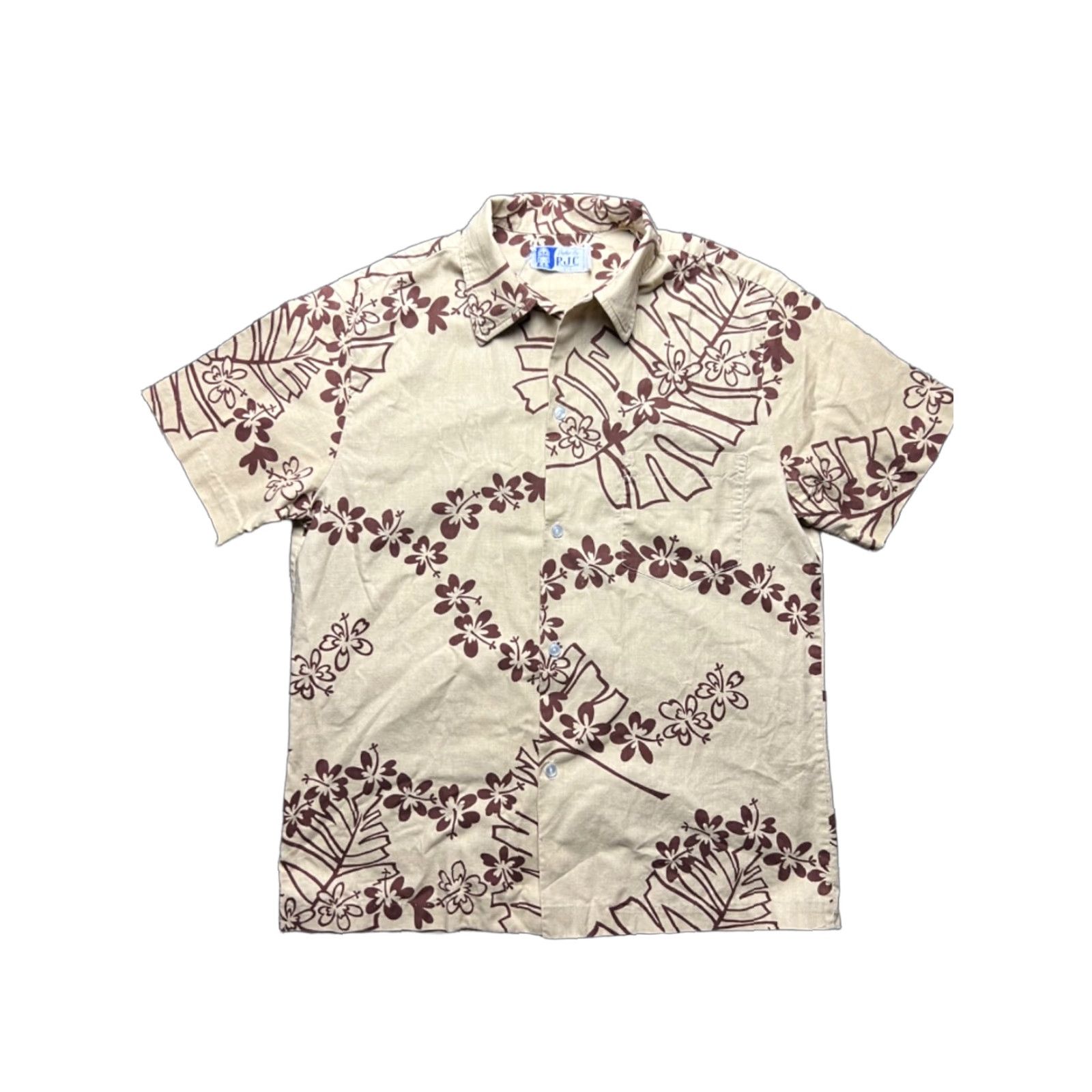 Vintage VINTAGE RJC Hawaiian Shirt L Mens Regular Short Sleeve Button-Up Beige Cotton Size US L / EU 52-54 / 3 - 1 Thumbnail