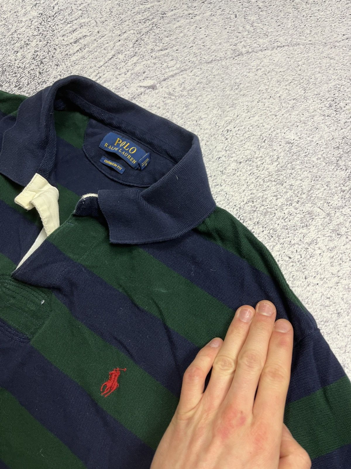 Polo Ralph Lauren × Ralph Lauren Polo Ralph Lauren Striped Rugby Polo Shirt RLPC Big Logo Y2K Size US L / EU 52-54 / 3 - 6 Thumbnail