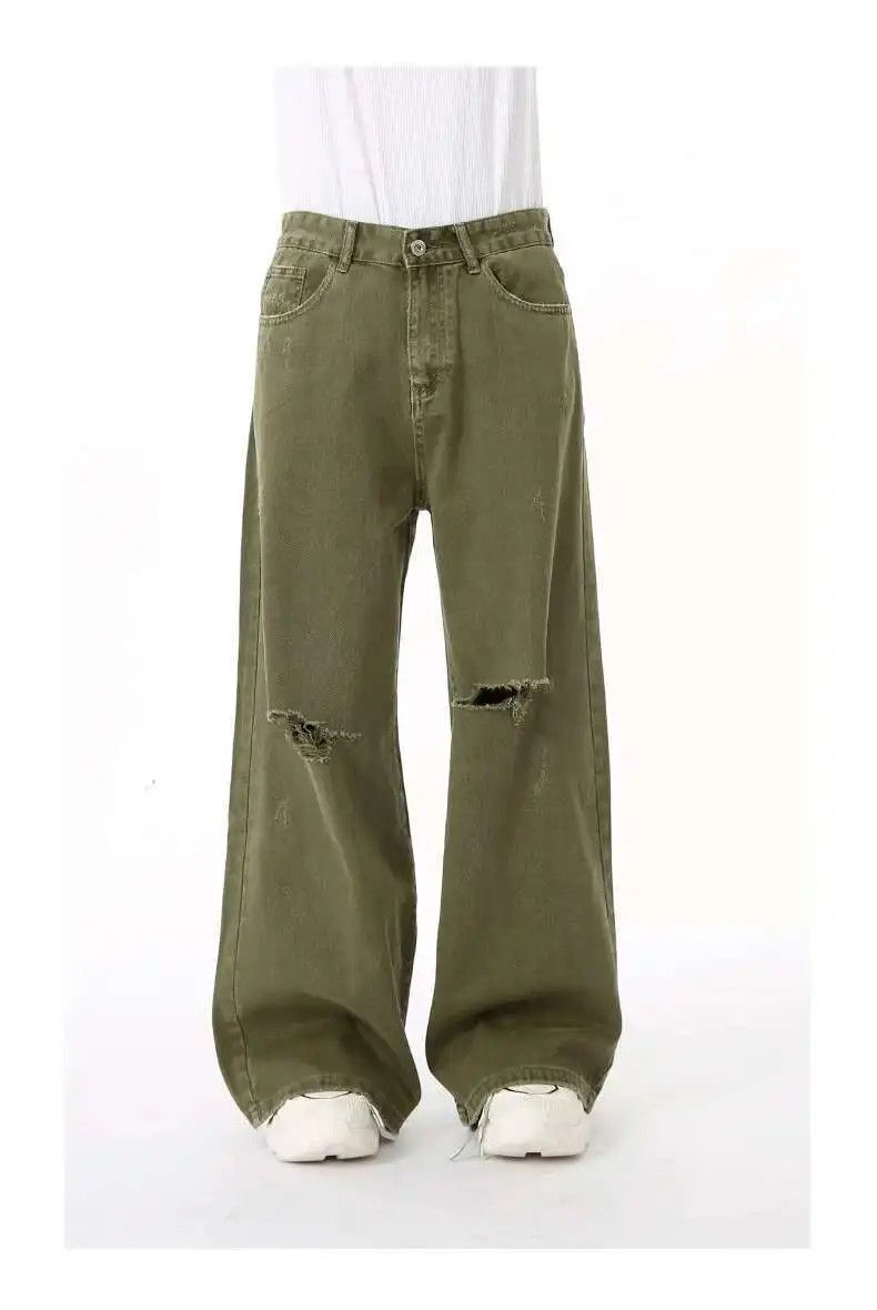 Japanese Brand Green Wide Leg Denim Baggy Jeans Size US 30 / EU 46 - 1 Thumbnail