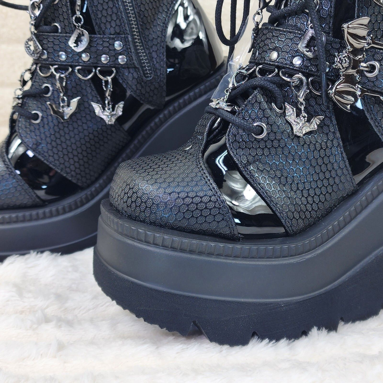 Other Shaker 66 Black Matte / Patent Platform 4.5" Wedge Heel Char Size US 7 / IT 37 - 8 Thumbnail
