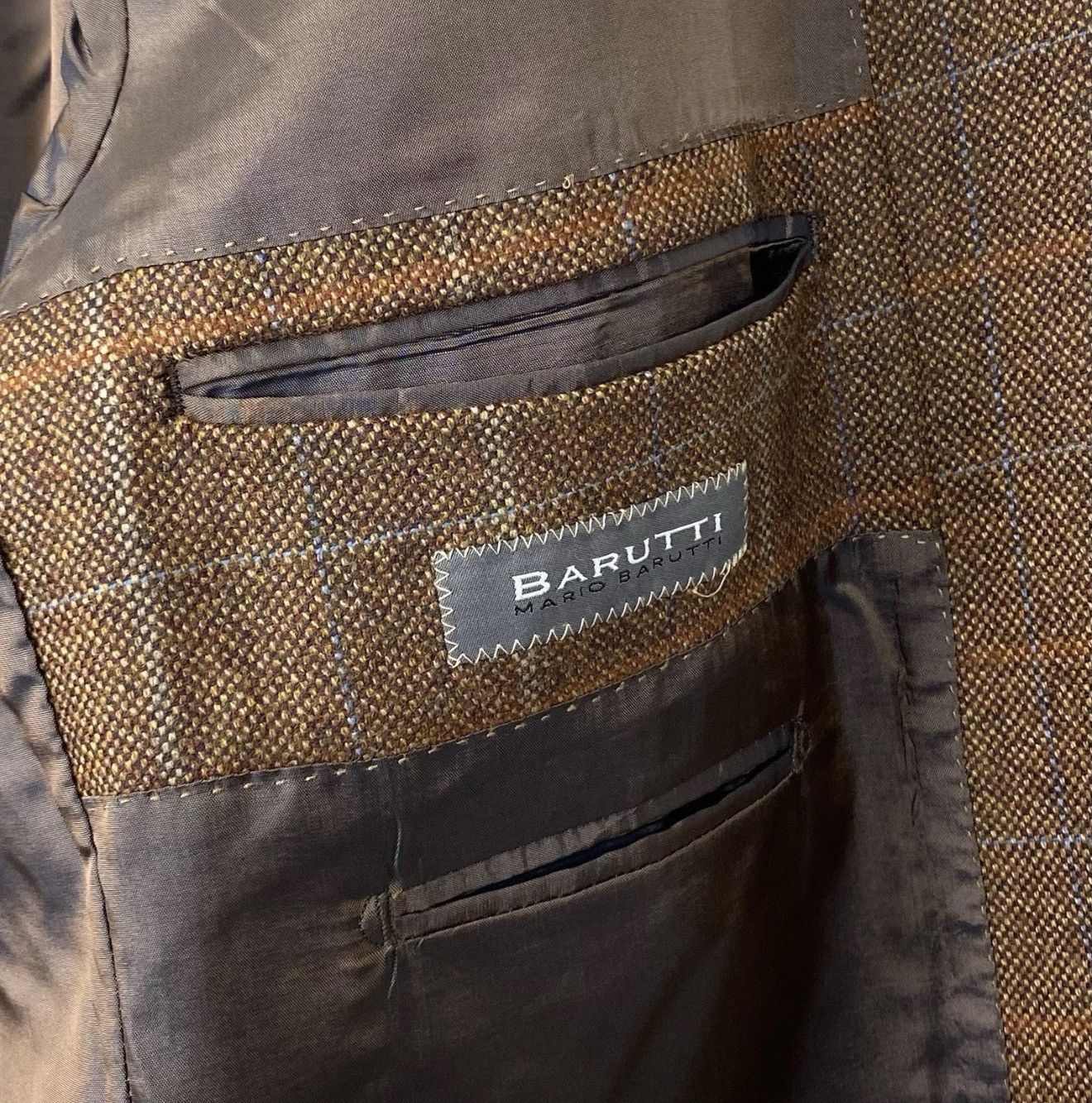Harris Tweed Mario Barutti 3 Buttons Blazer Jacket Brown Wool Cashmere Size 52R - 9 Thumbnail