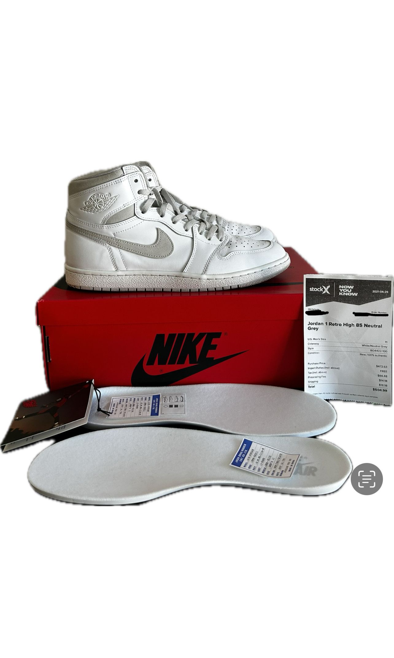 aj1 retro high 85 neutral grey