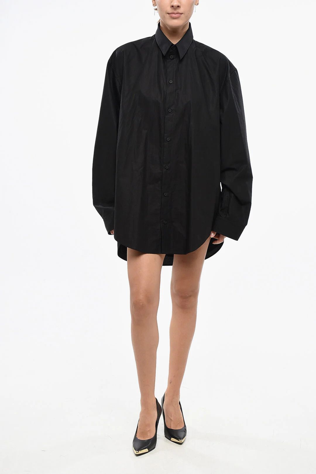 Balenciaga og1mm0326 Poplin Chemisier Shirt in Black Size S / US 4 / IT 40 - 1 Thumbnail