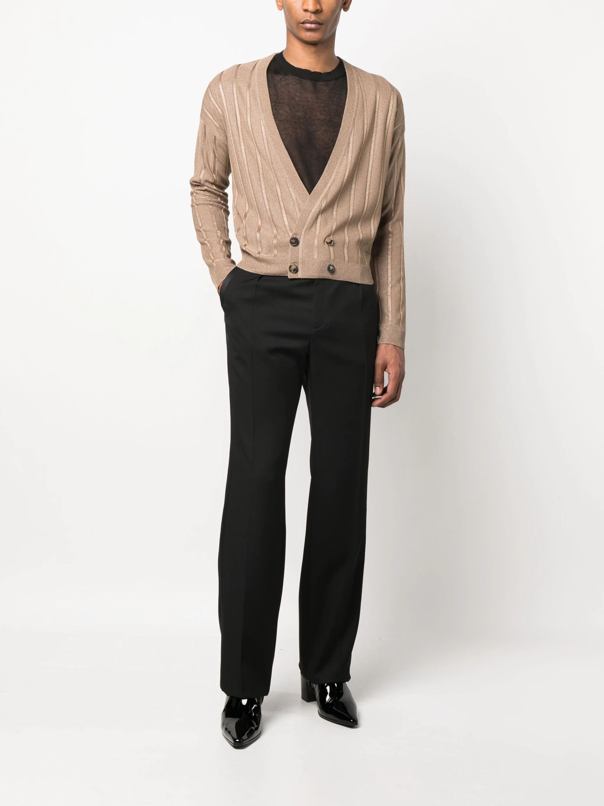 Saint Laurent Paris o1s1wg110824 Costume Veste Courte Tux Grain in Nero Size US 34 / EU 50 - 2 Thumbnail