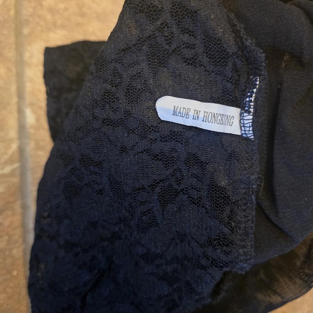 Designer Black Ruffle & Lace Cropped Tank Size M / US 6-8 / IT 42-44 - 3 Thumbnail