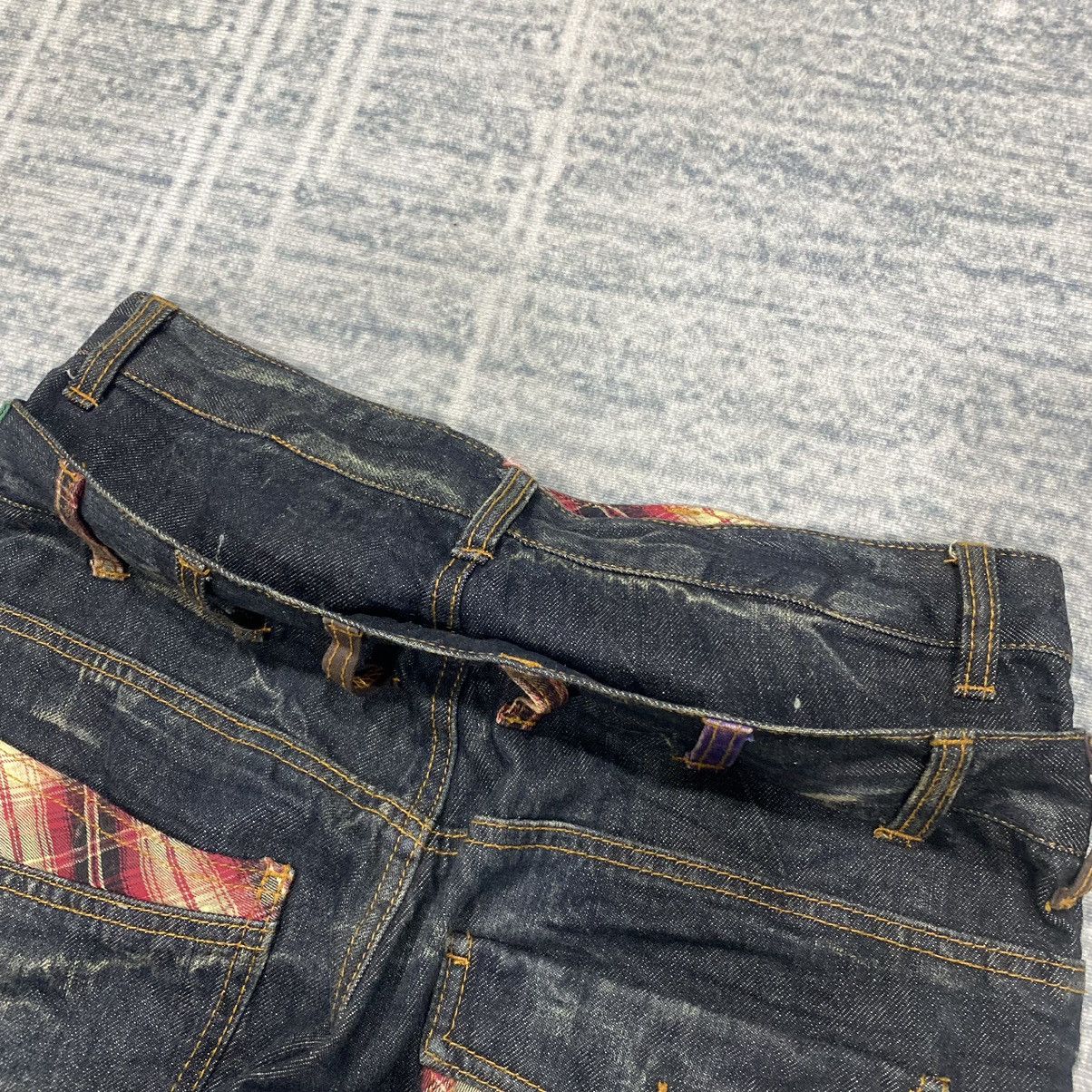 Japanese Brand × Vintage Sick☠️ Nylaus Double Waist Jeans 3Q Punk Grunge Mud Wash Size US 30 / EU 46 - 15 Thumbnail