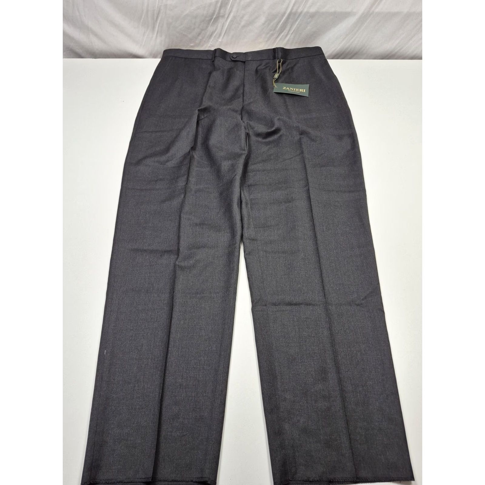 Vintage Zanieri Dress Pants Men 46x36 Gray Wool Flat Front Straight Unhemmed Italy NWT Size US 30 / EU 46 - 2 Thumbnail
