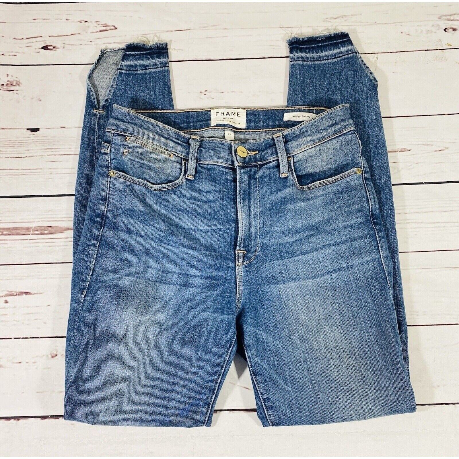 Frame FRAME Le High Skinny Jeans Womens Size 27 Raw Frayed Angle R Size 27" / US 4 / IT 40 - 1 Thumbnail