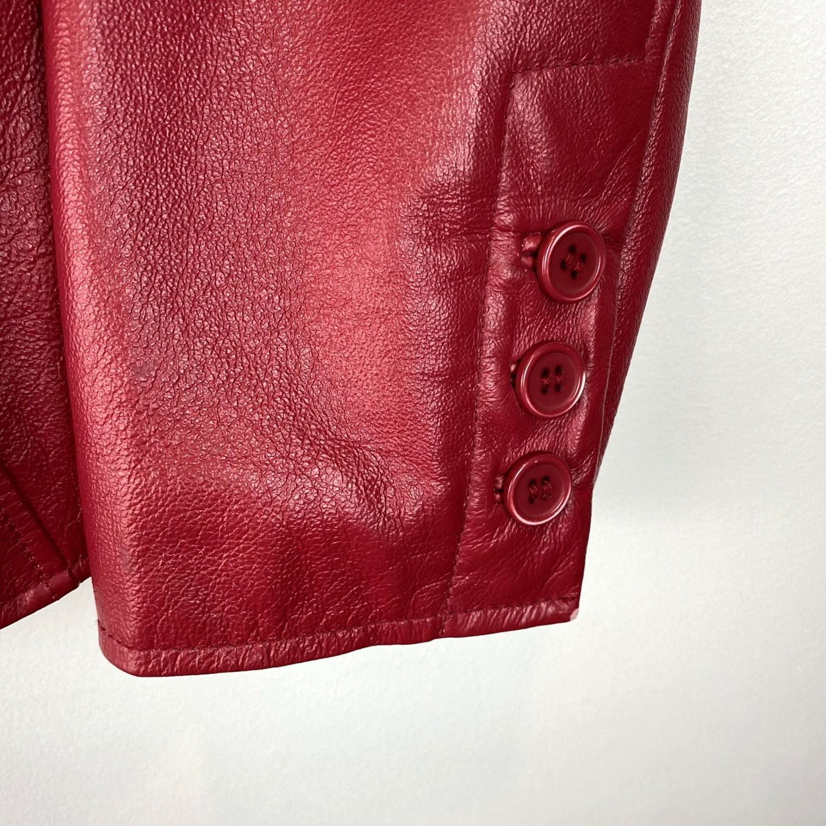 Vintage Worthington Industries Red Leather Jacket Women XL Blazer Coat Button Notch Holiday Basic Jacket Size XL / US 12-14 / IT 48-50 - 7 Thumbnail