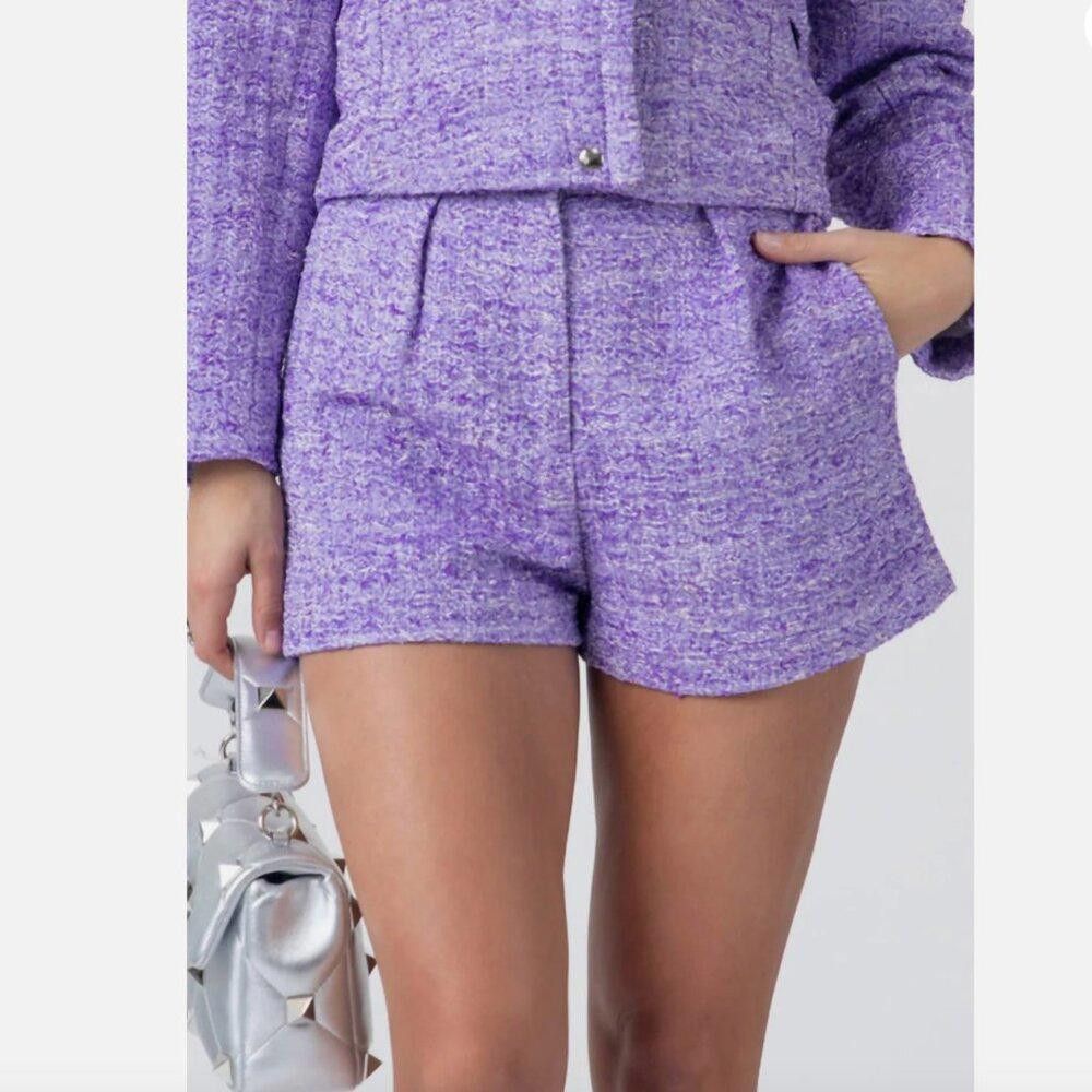 Iro New IRO Paris Najo Tweed Shorts in Purple/Silver Size 28" / US 6 / IT 42 - 5 Thumbnail