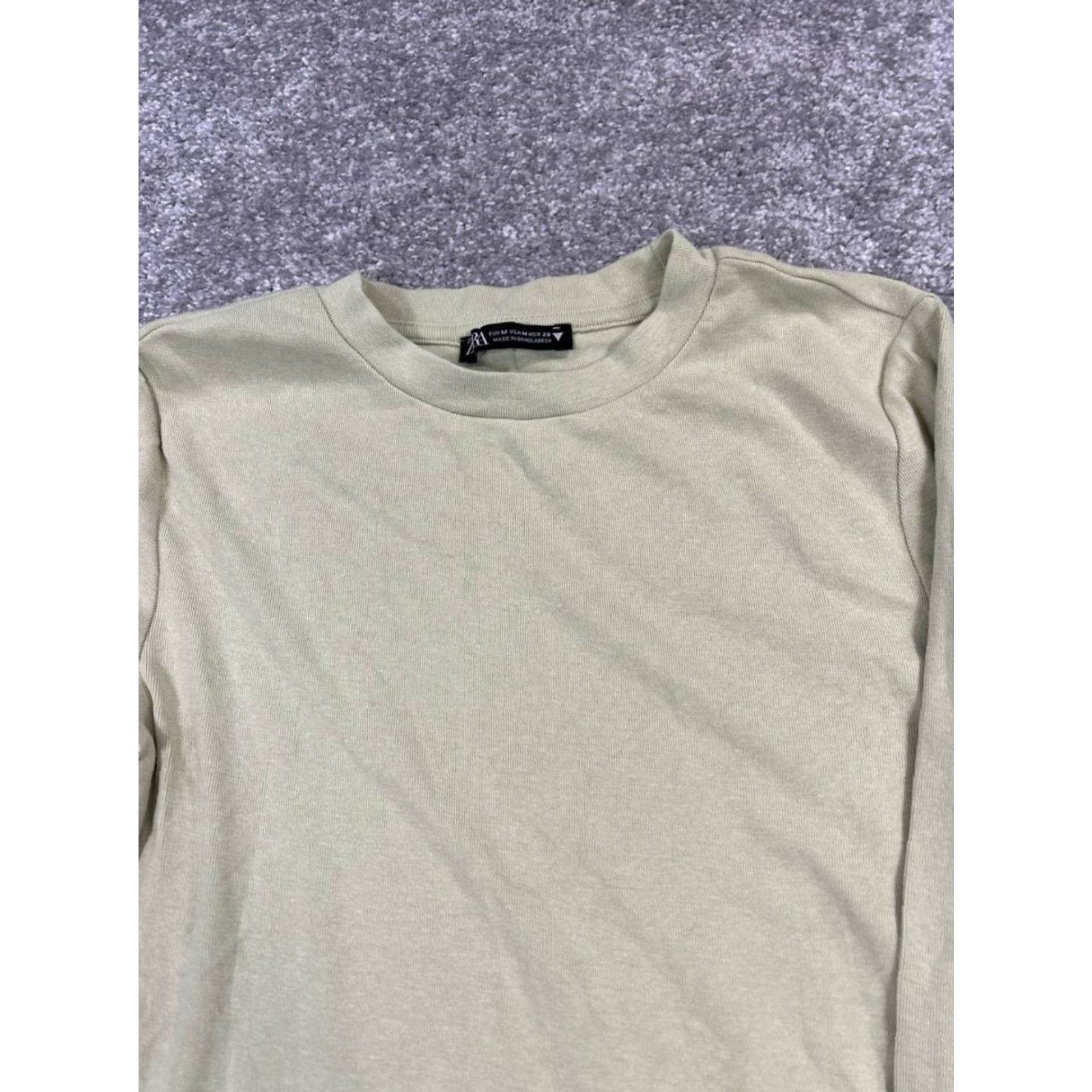 Zara Zara Shirt Womens Medium Green Cotton Blend Knit Crop Top Size M / US 6-8 / IT 42-44 - 2 Thumbnail