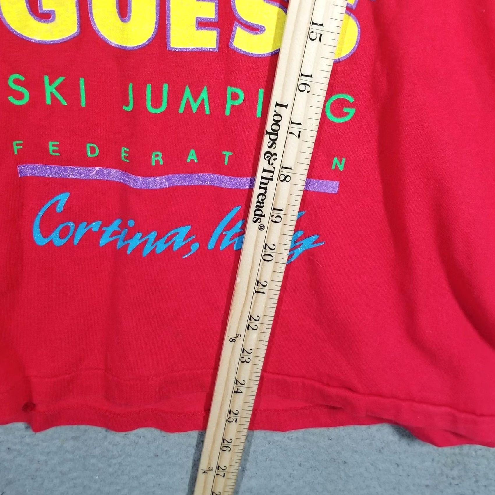 Guess VINTAGE Guess Shirt Unisex Adults One Size Red Mock Neck Long Sleeve Ski Jumping Italy USA 80s Gu ess Georges Marciano T-Shirt Graphic Print Vintage Size US M / EU 48-50 / 2 - 6 Thumbnail