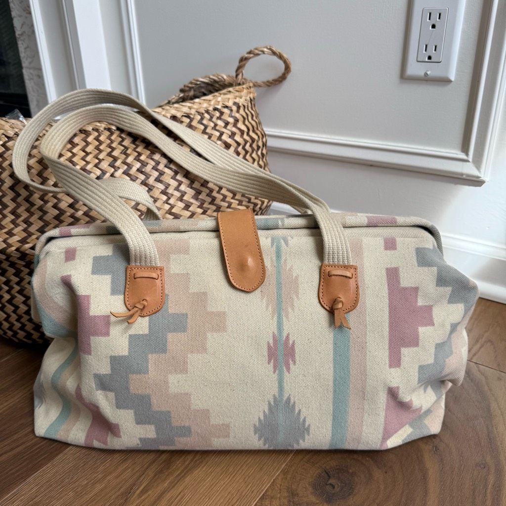 Vintage Vintage 90s Southwestern Pattern Canvas Satchel Clamshell Sm Size ONE SIZE - 1 Thumbnail