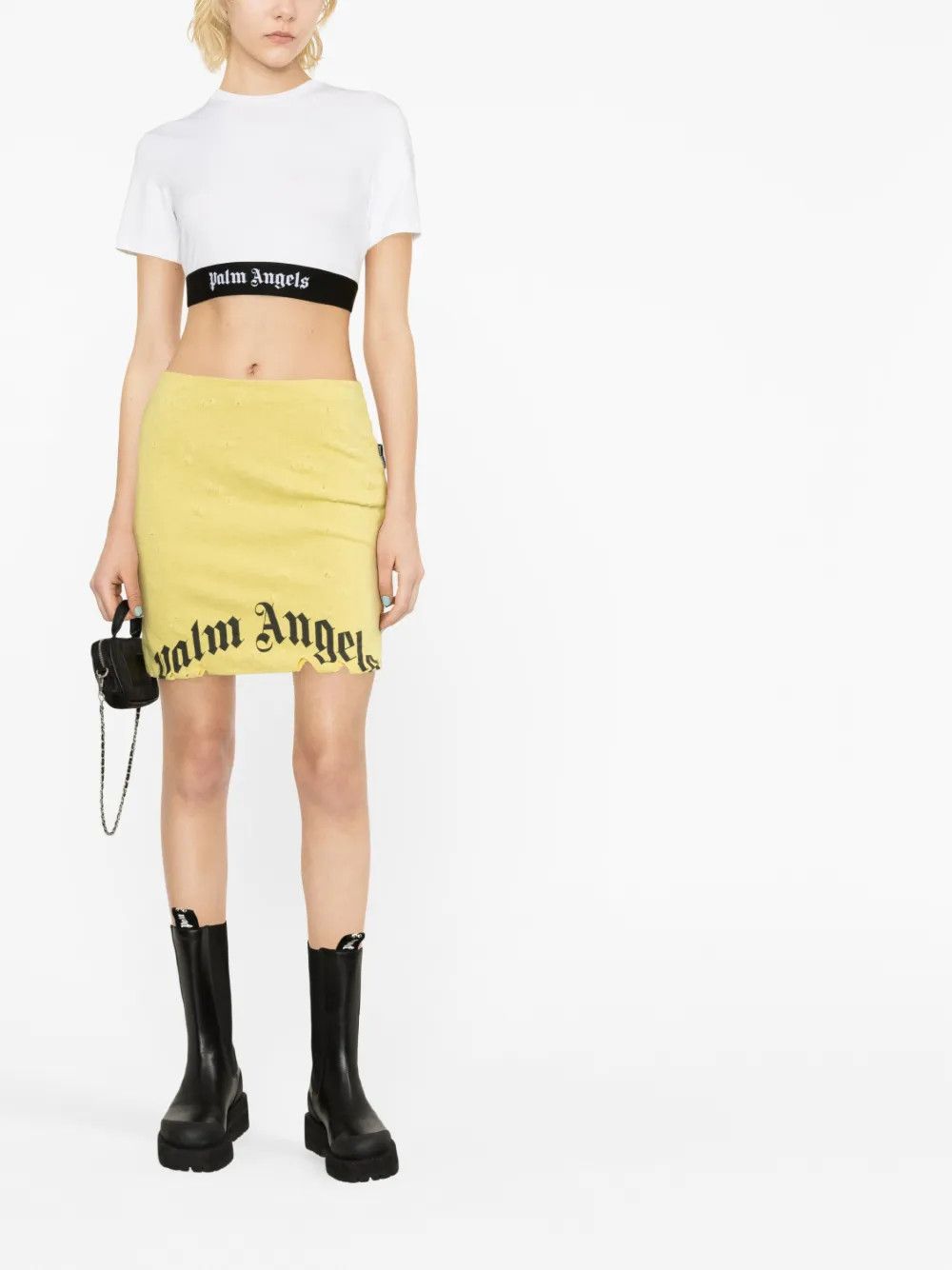 Palm Angels o1y1125 Mini Skirt in Yellow/Black Size 30" / US 8 / IT 44 - 4 Thumbnail