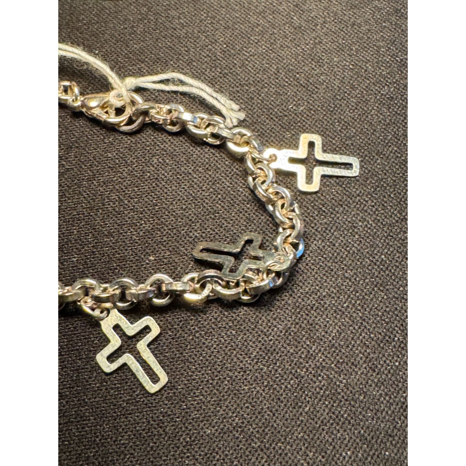 Other Rolled Cross Charm Bracelet Sterling Plated 5.5in Size ONE SIZE - 3 Thumbnail