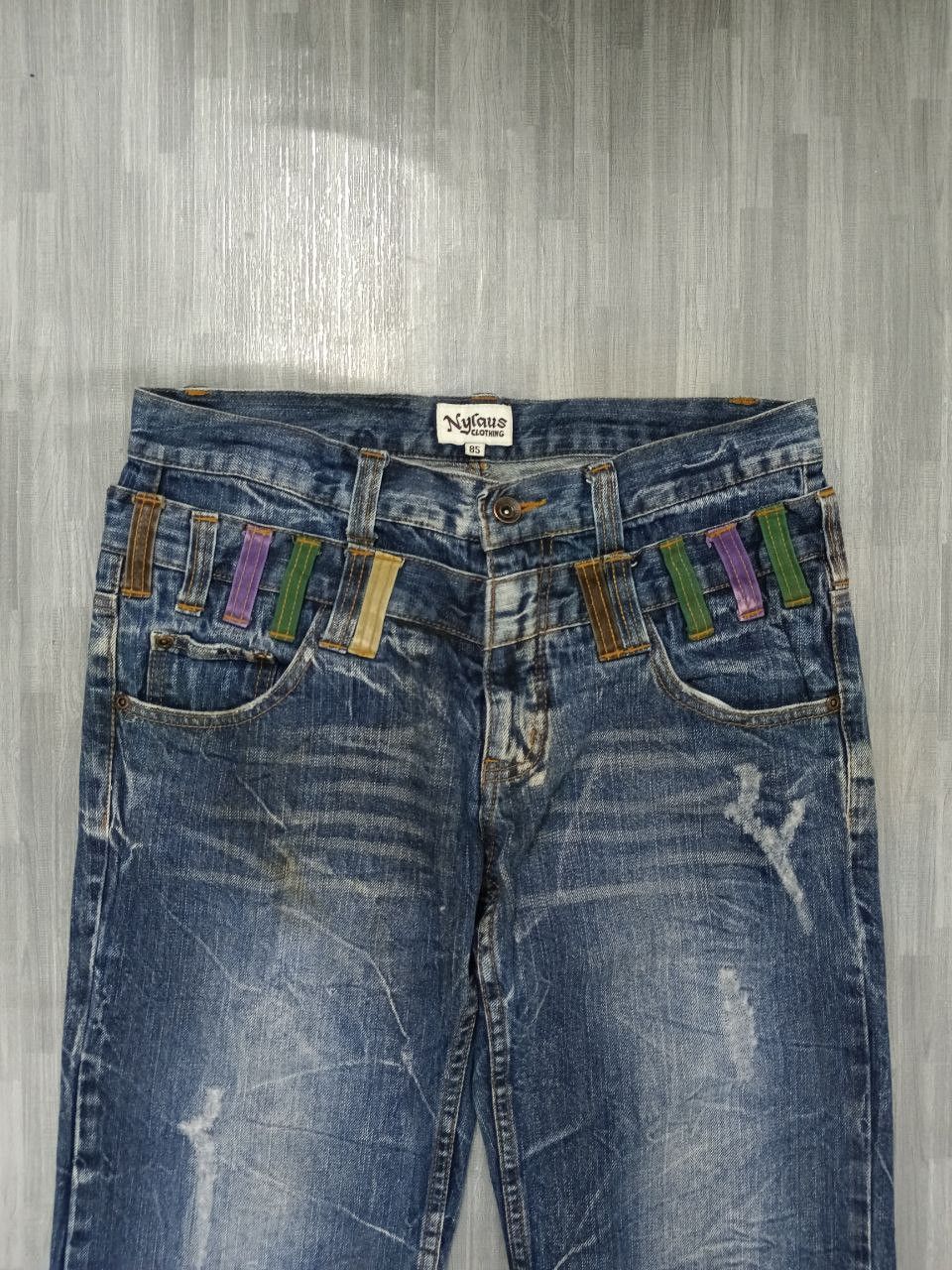 Japanese Brand SiCK DOUBLE WAIST NYLAUS DENIM PANTS Size US 31 - 4 Thumbnail