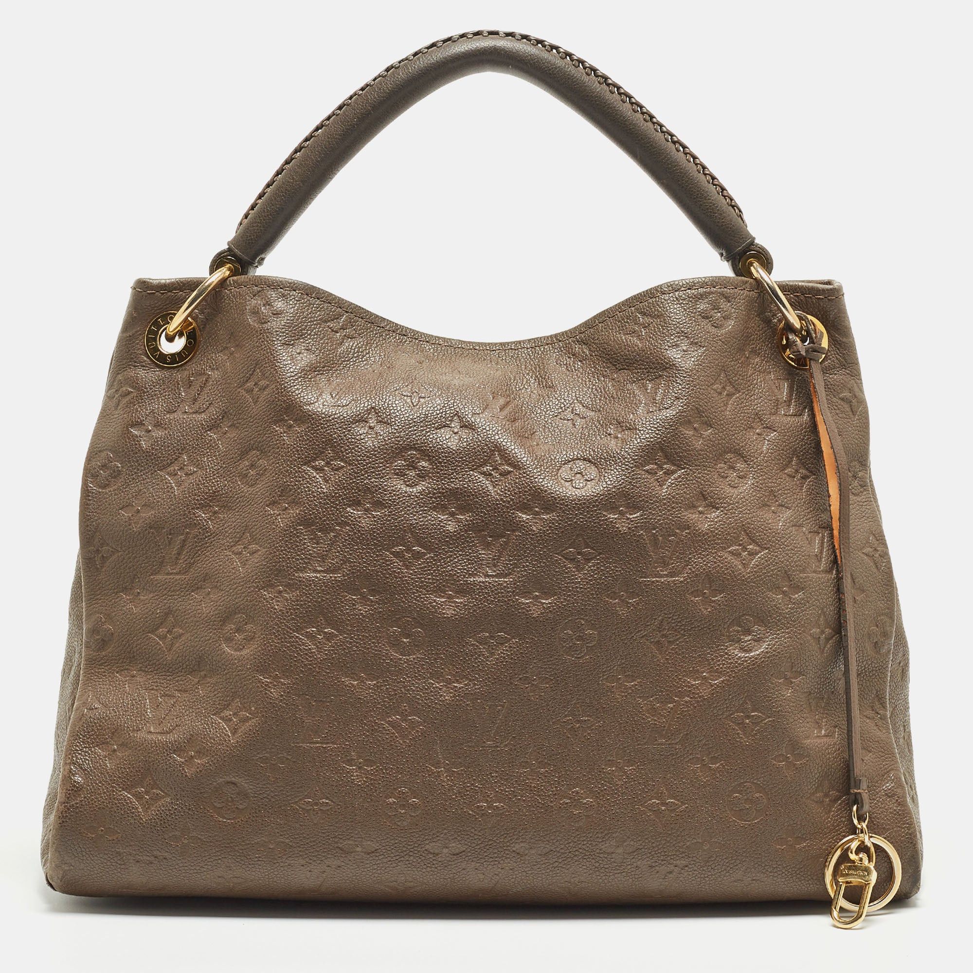 image of Louis Vuitton Terre Monogram Empreinte Leather Artsy Mm Bag in Brown, Women's