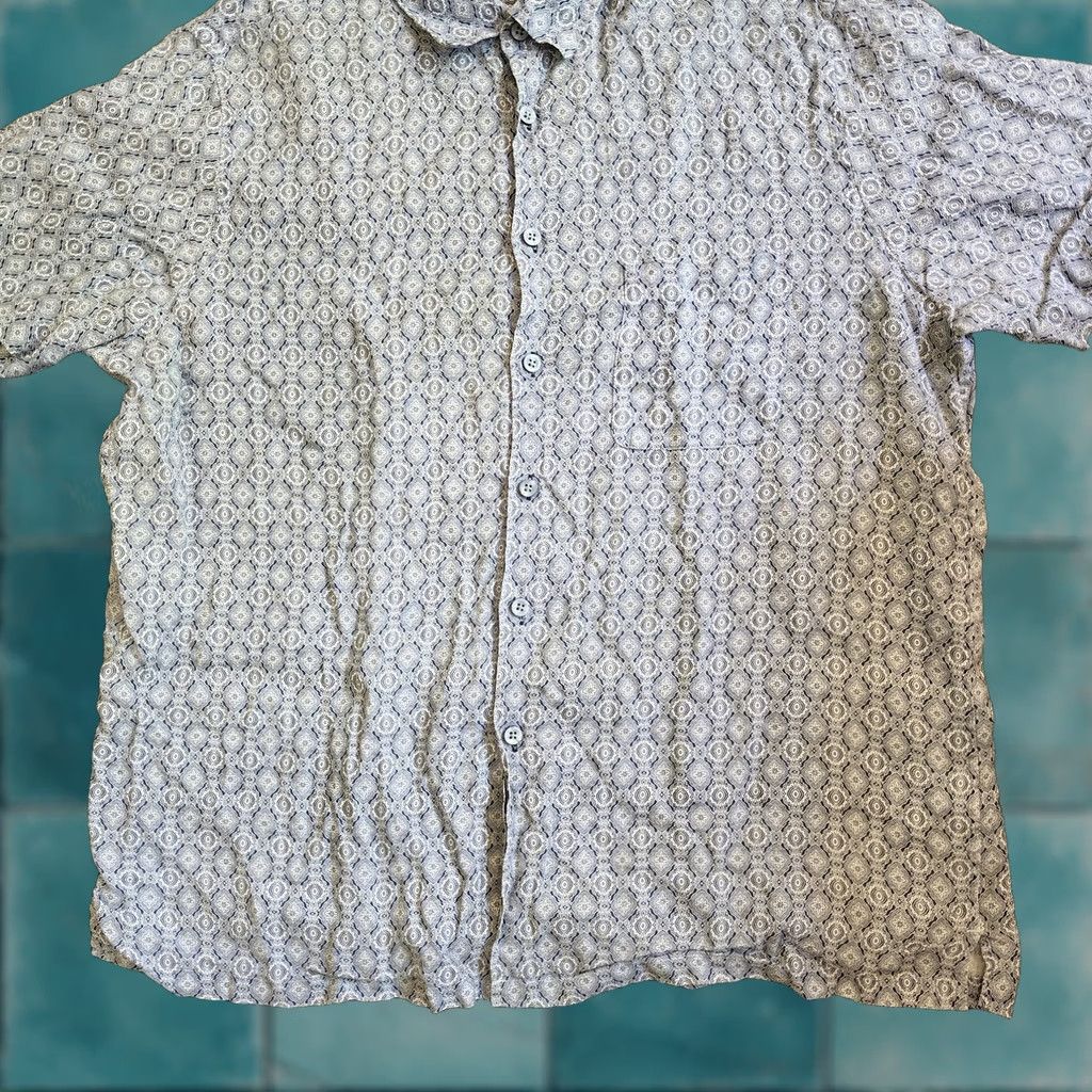 Tasso Elba Tasso Elba Men's Geometric Casual Short Sleeve Button-Up Shirt XL Blue Multicolor Button Pocket Linen Regular Fit Size US XL / EU 56 / 4 - 1 Thumbnail