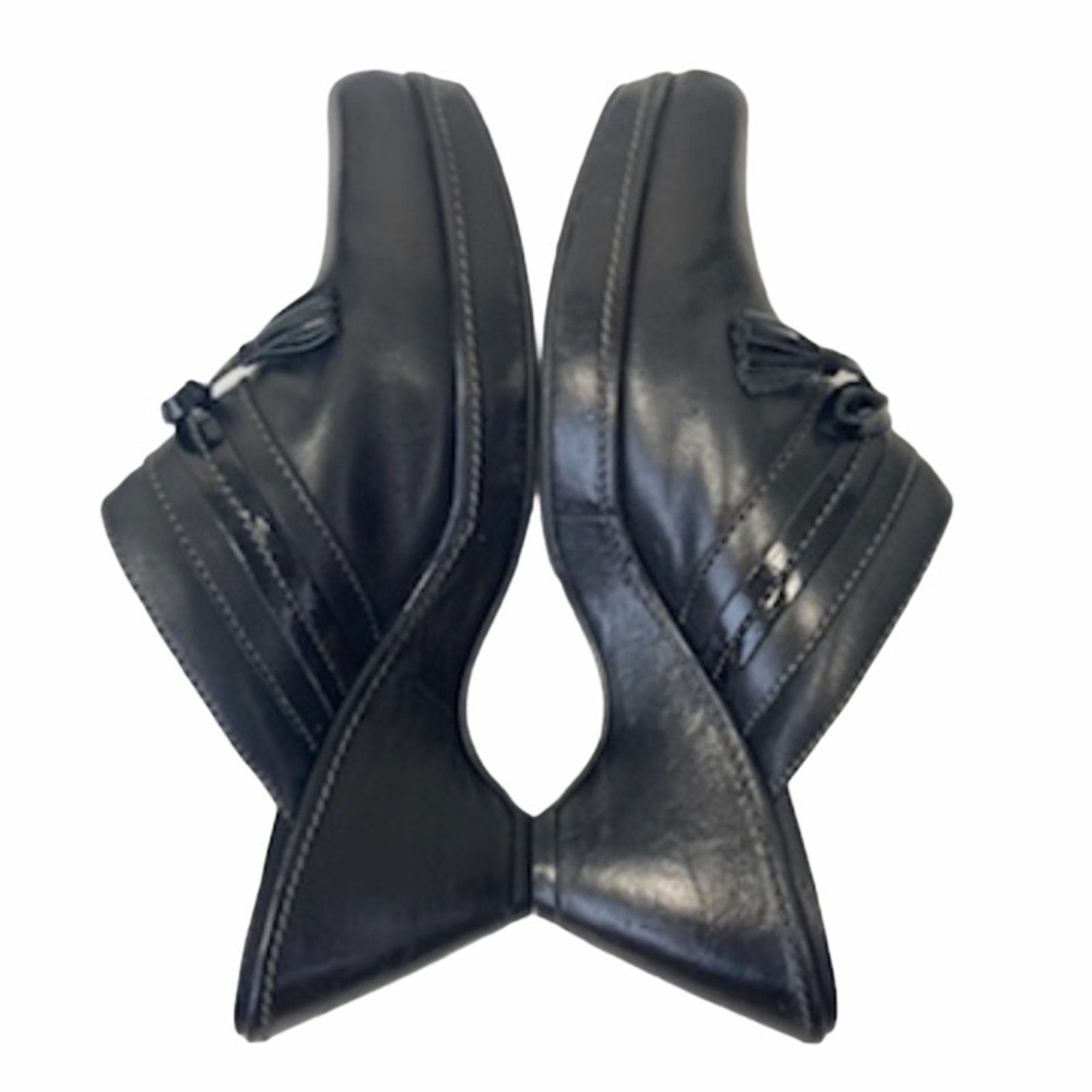 Ecco Ecco Black Leather Slip On Heel Clogs Sz 7.5 Size US 7.5 / IT 37.5 - 4 Thumbnail