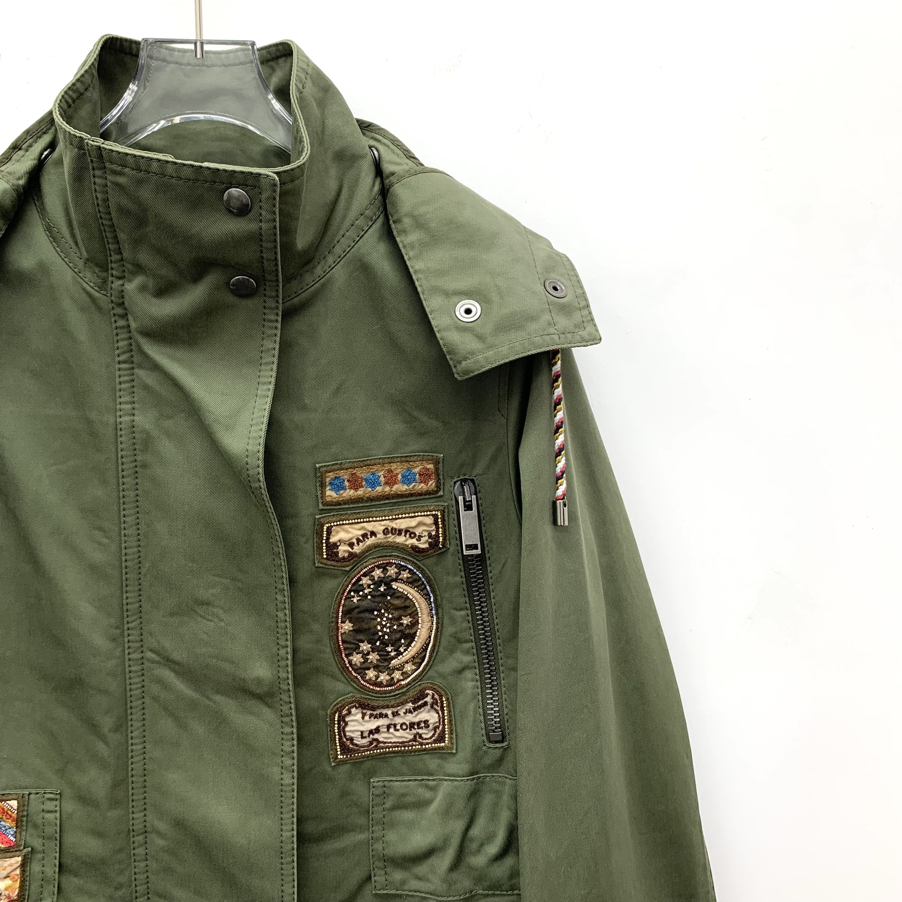 Valentino Embroidered Hoodie Jacket Military Green (S)