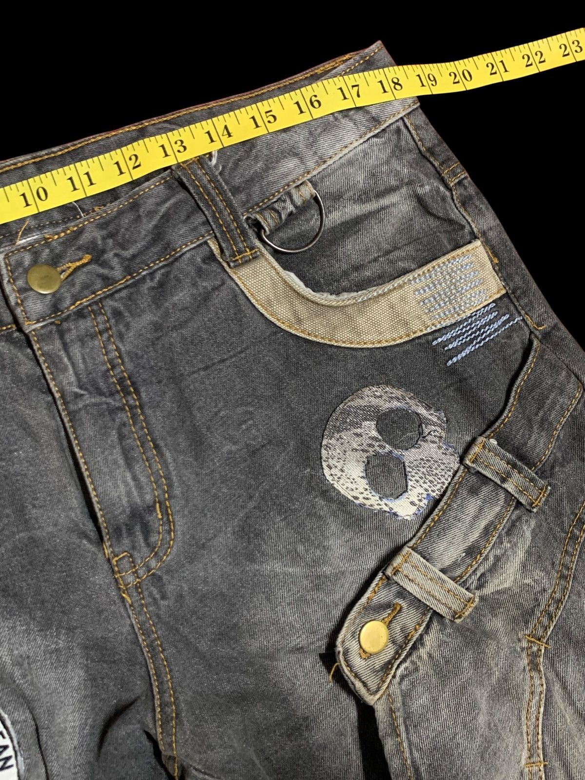 Japanese Brand vintage bondage punk skull head waist half back front Denim Size US 37 - 12 Thumbnail