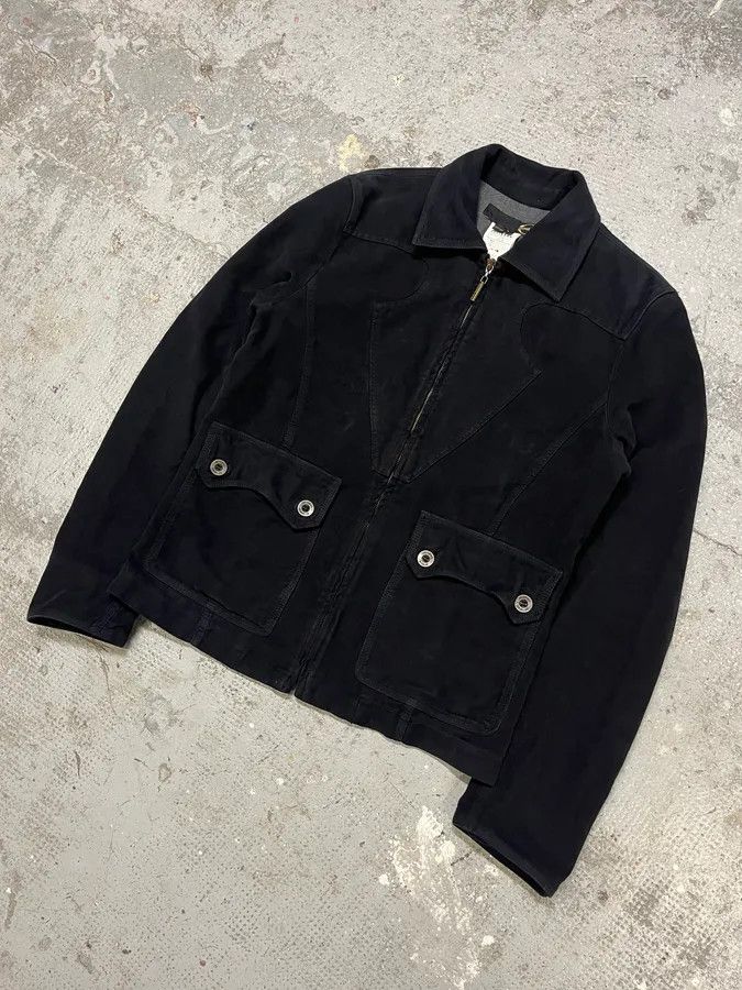 Just Cavalli × Vintage 2000s Cavalli Black Zip-Up Suede Jacket Size US M / EU 48-50 / 2 - 4 Thumbnail