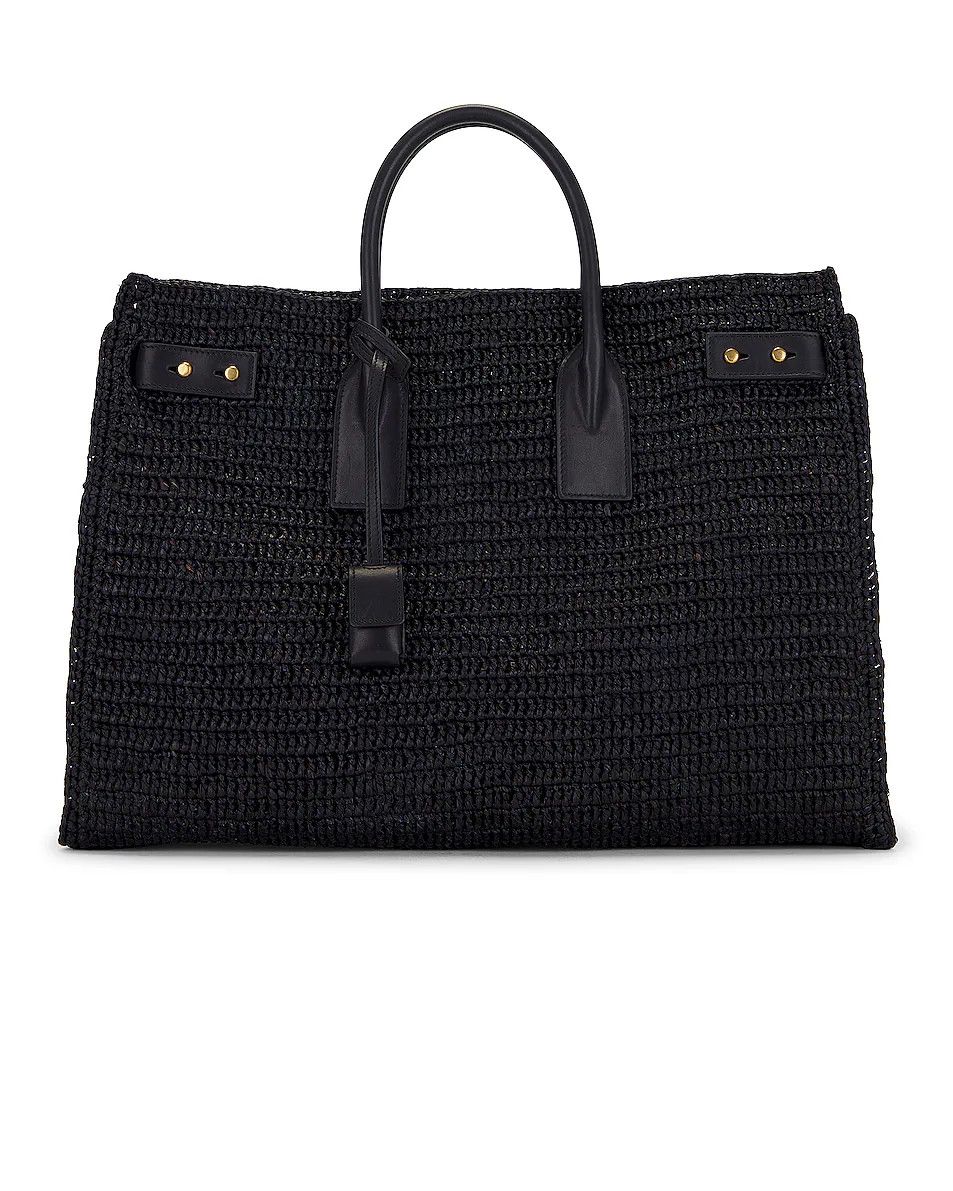Saint Laurent Paris o1bcso1str0326 Size: OS/Raffia Medium Shopping Bag in Black Size ONE SIZE - 2 Thumbnail